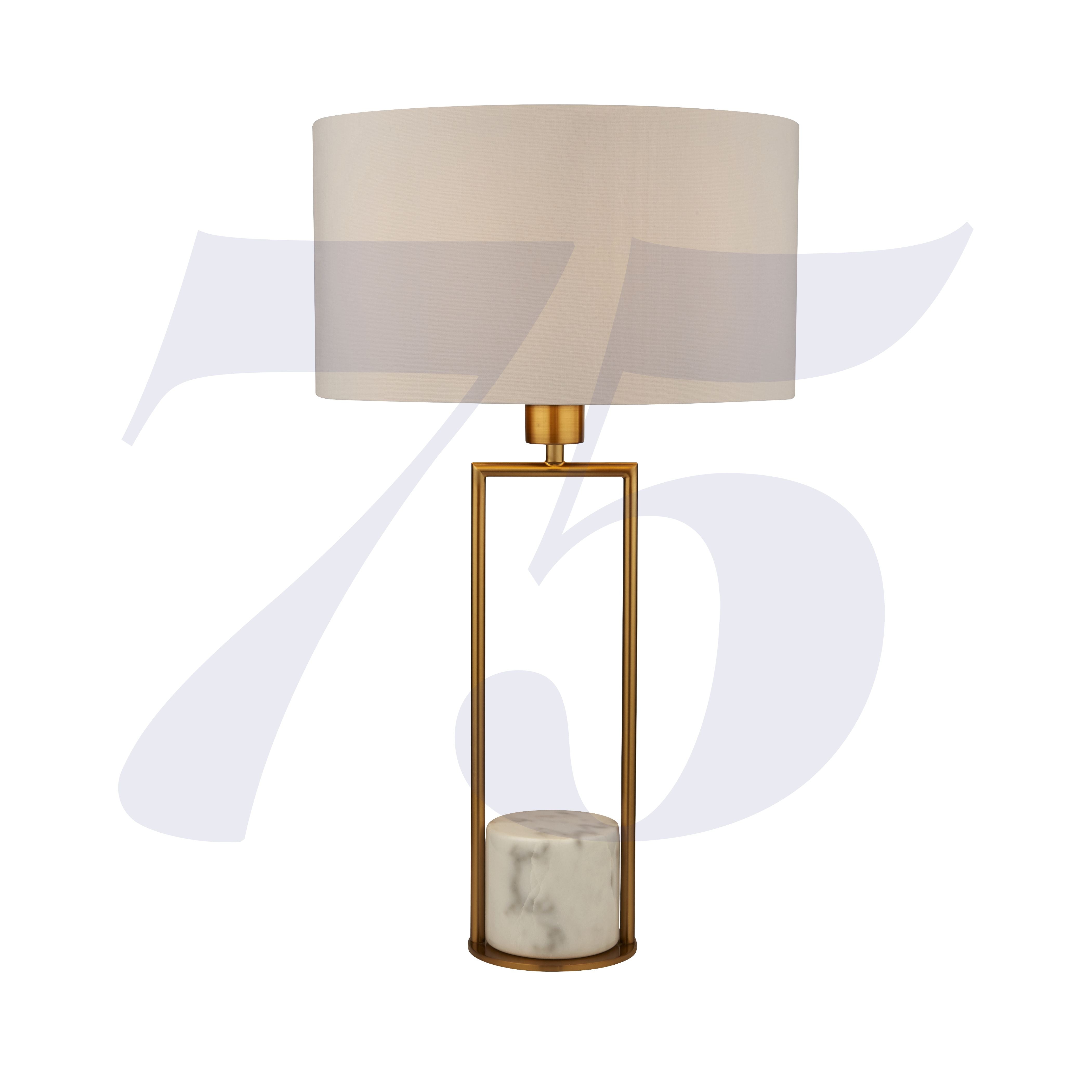 Searchlight Cardwell Table Lamp - Marble & Gold with White Drum Shade