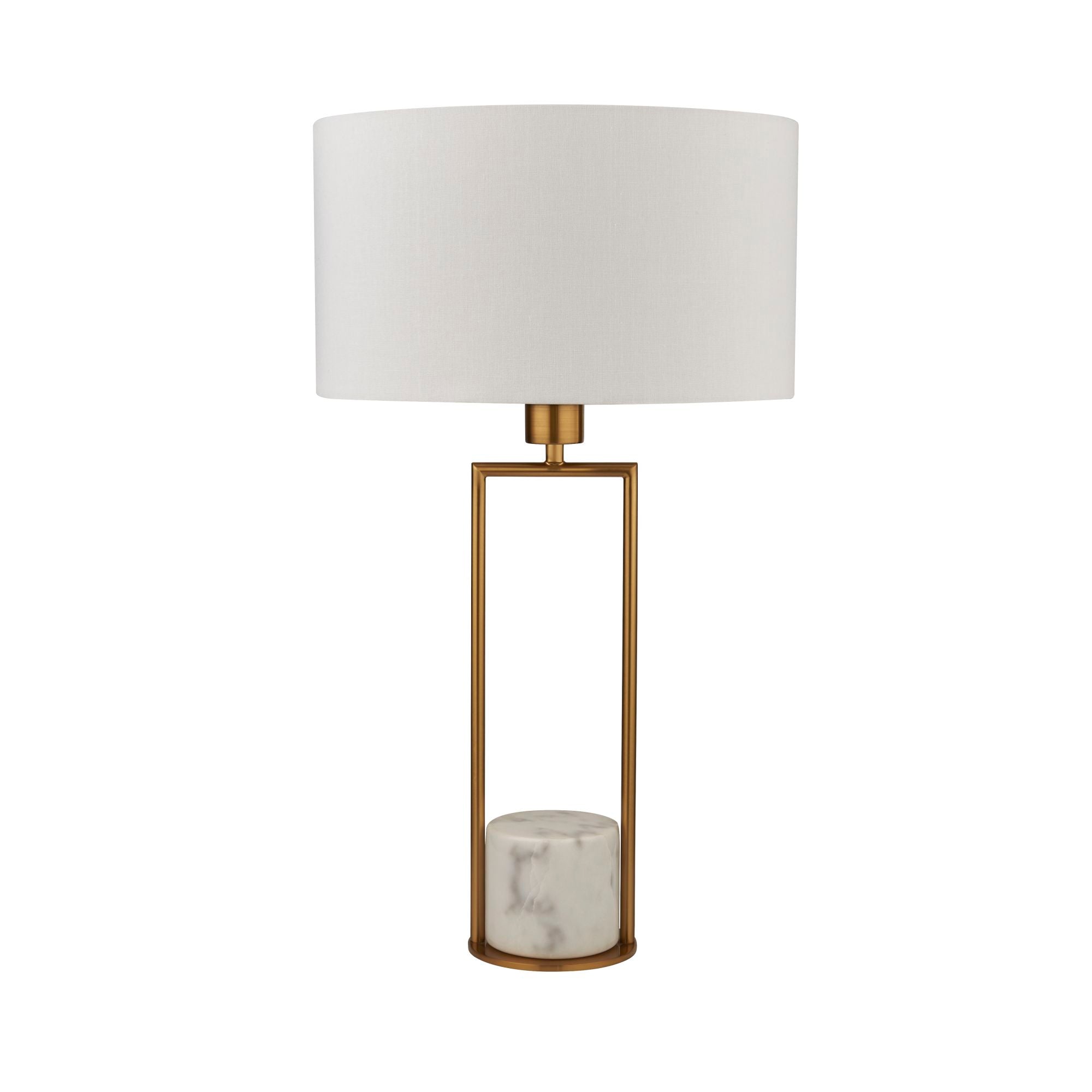 Searchlight Cardwell Table Lamp - Marble & Gold with White Drum Shade