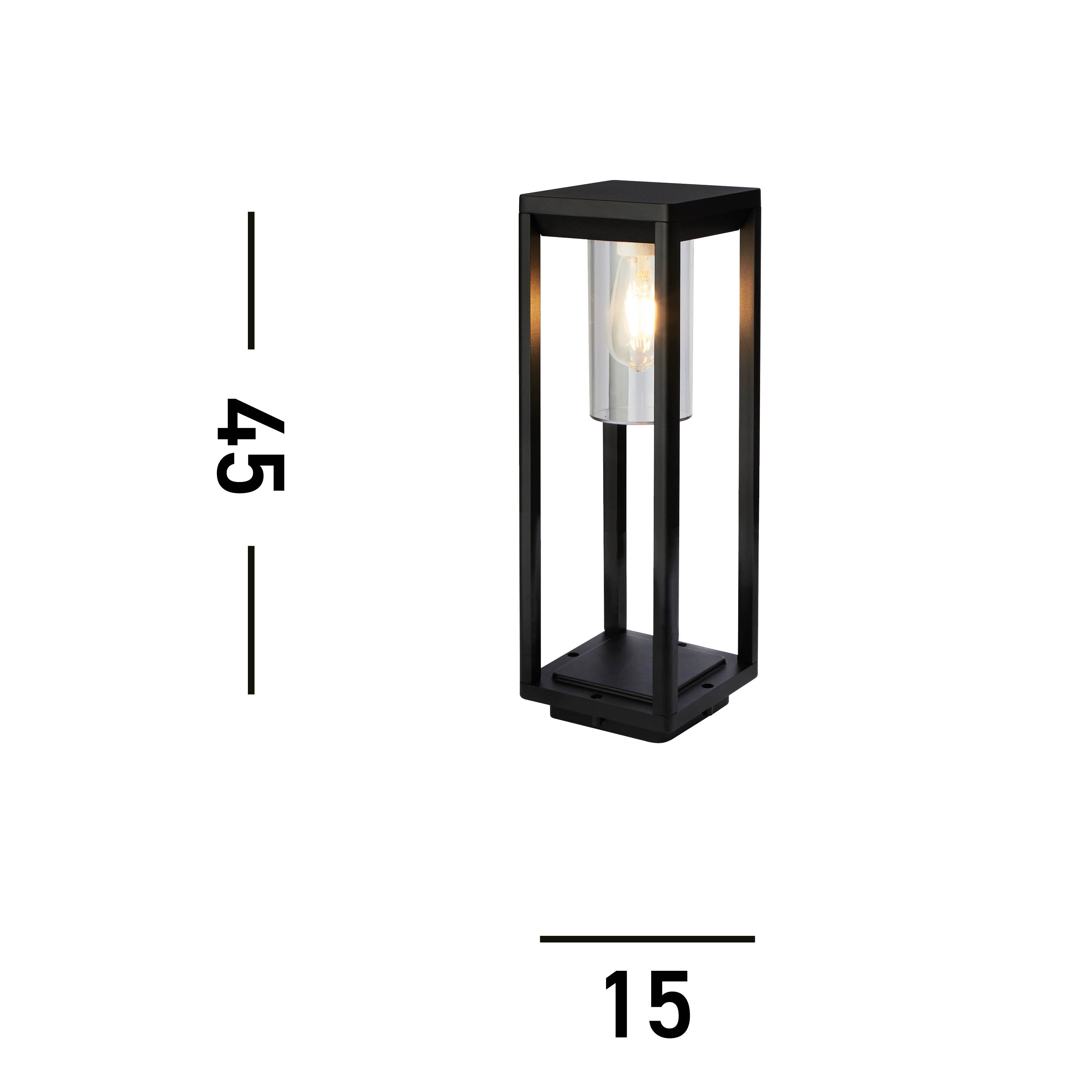 Searchlight Aubery 450mm Outdoor Post - Matt Black with Clear Diffuser