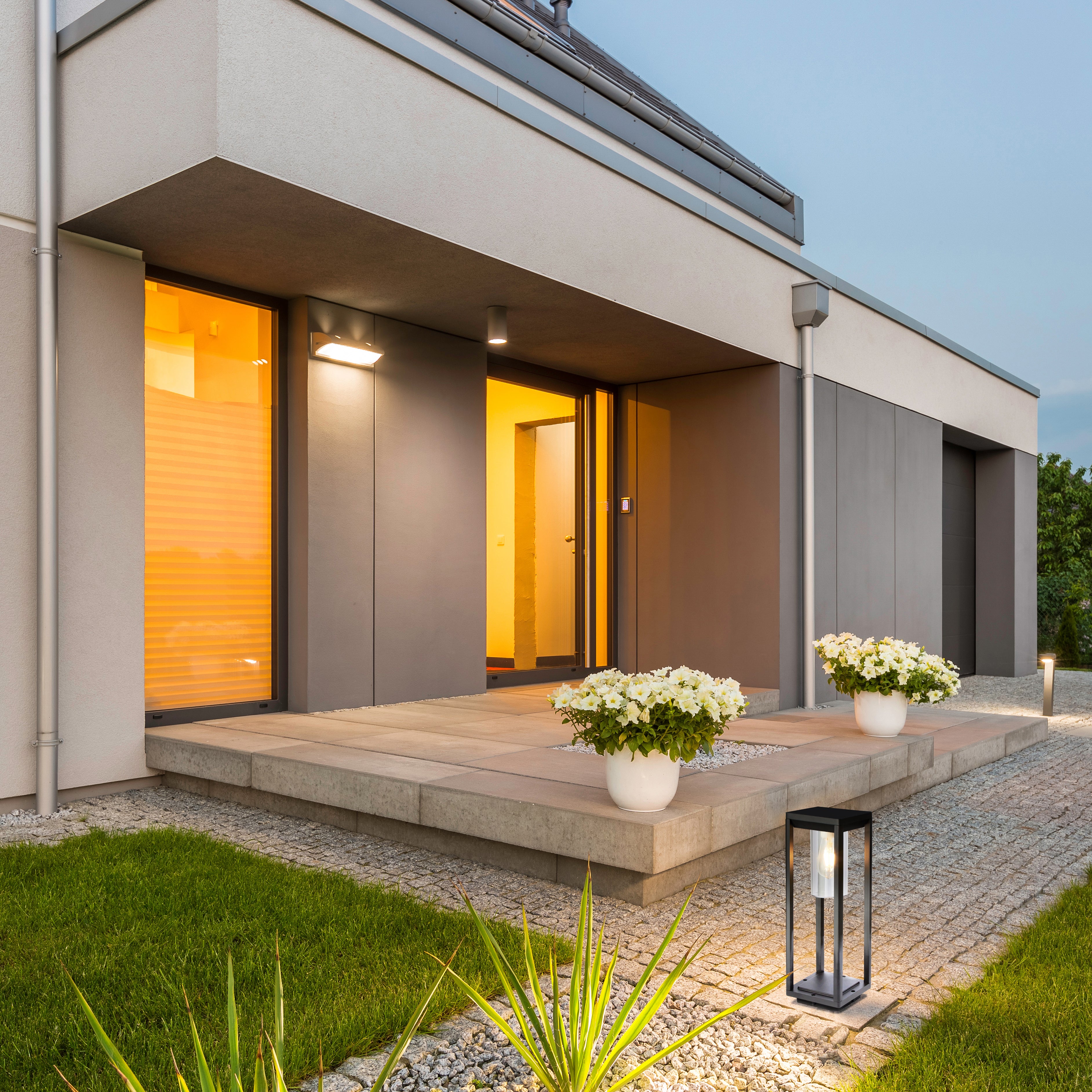 Searchlight Aubery 450mm Outdoor Post - Matt Black with Clear Diffuser