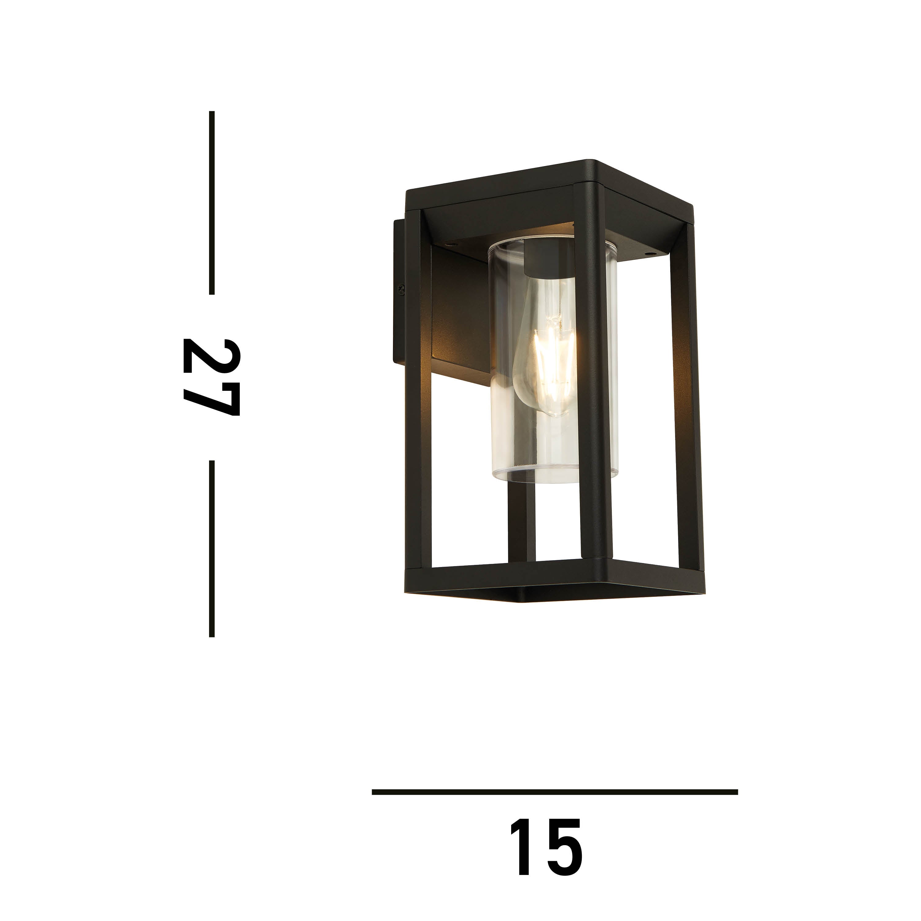 Searchlight Aubery Outdoor Wall Light - Matt Black with Clear Diffuser
