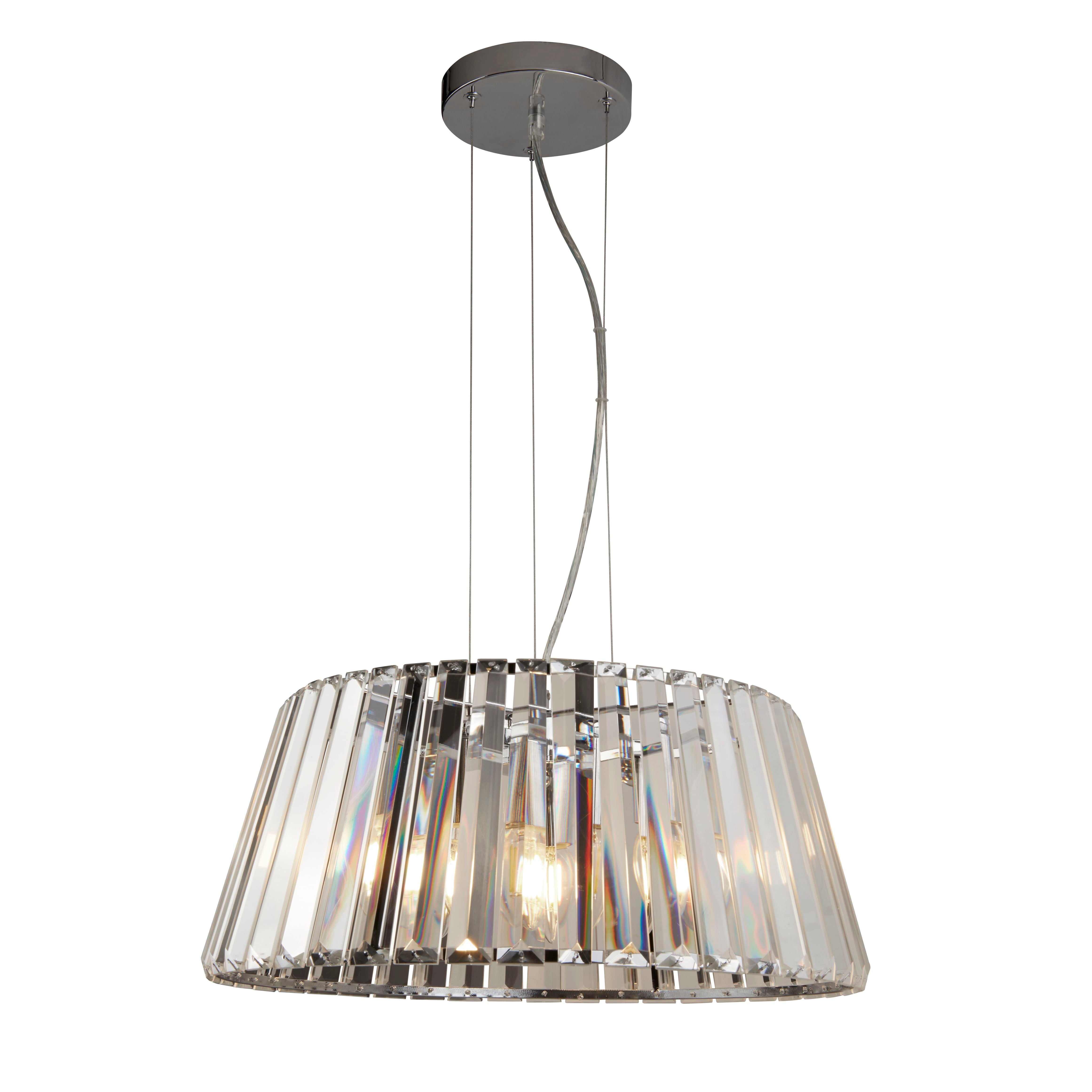Searchlight Talton 5 Light Pendant to Semi-Flush - Chrome & Clear Glass