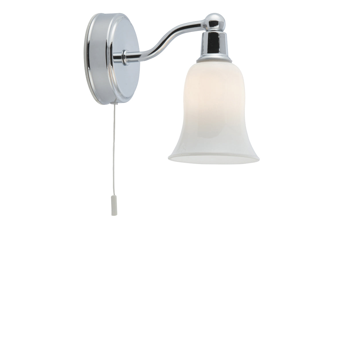 Searchlight Beaconsfield Bathroom Wall Light - Chrome & White Glass Shade - IP44