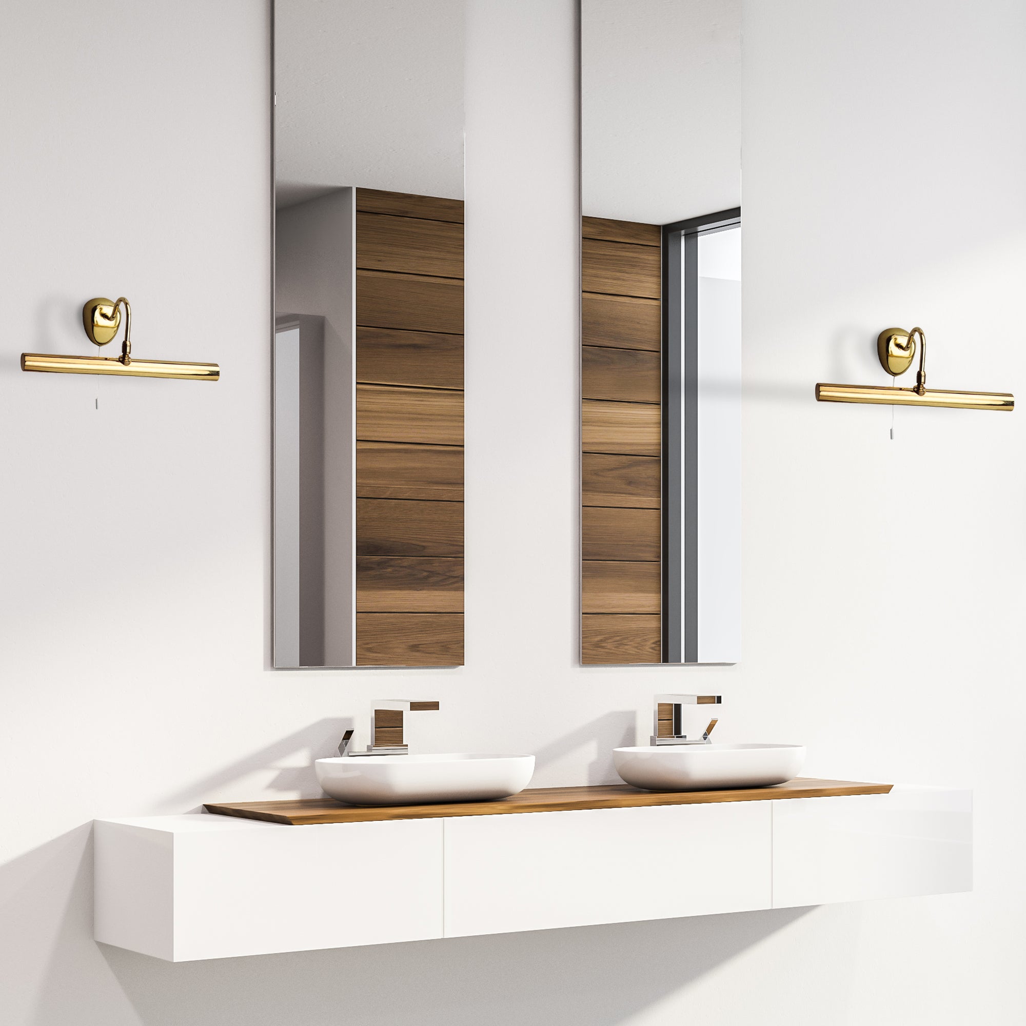 Searchlight Polished Brass 2 Light Picture Light With Adjustable Knuckle Joint