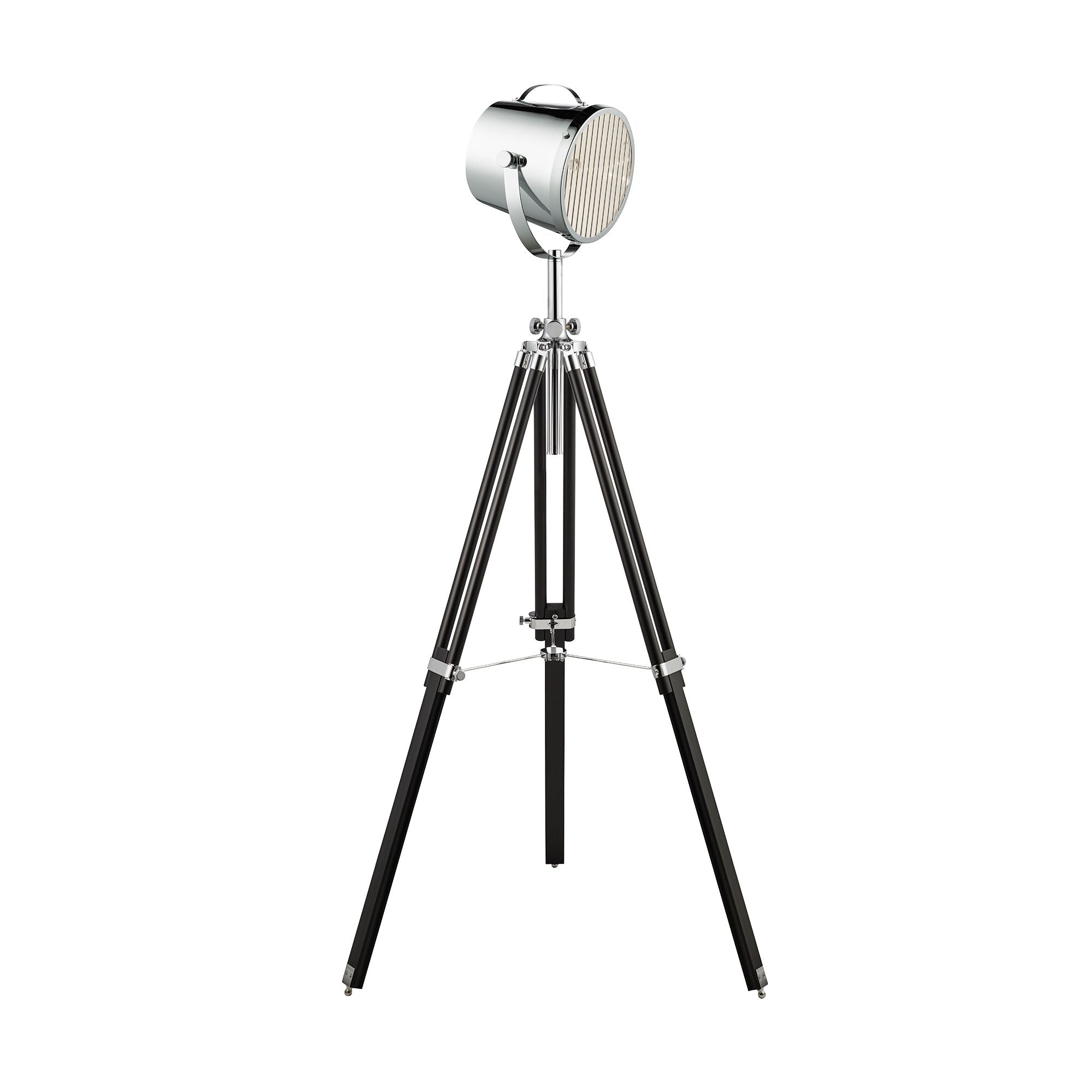 Searchlight Steers Adjustable Stage Light Floor Lamp - Chrome Shade/Black Base