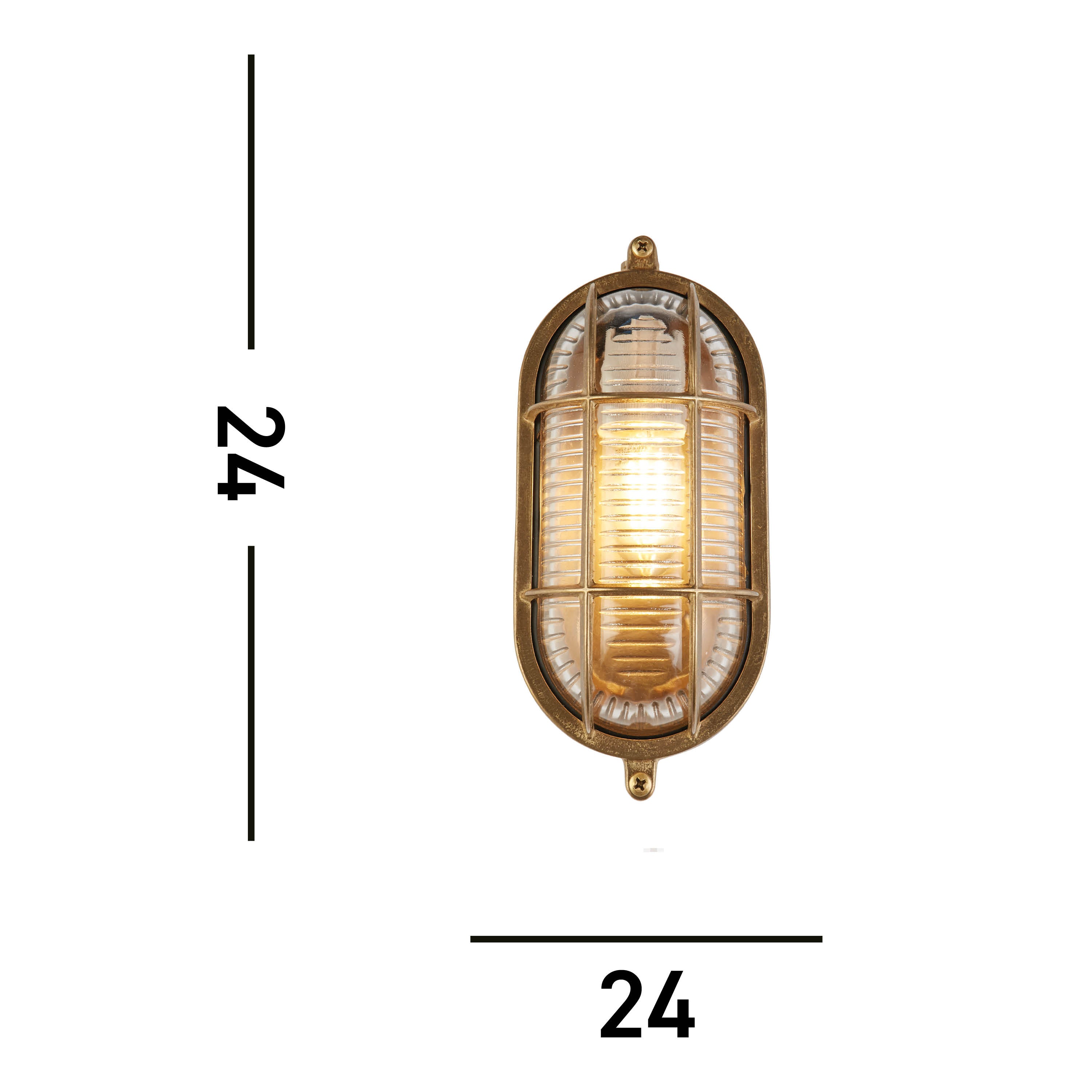 Searchlight Browside Round Outdoor Light - Solid Brass & Ribbed Glass