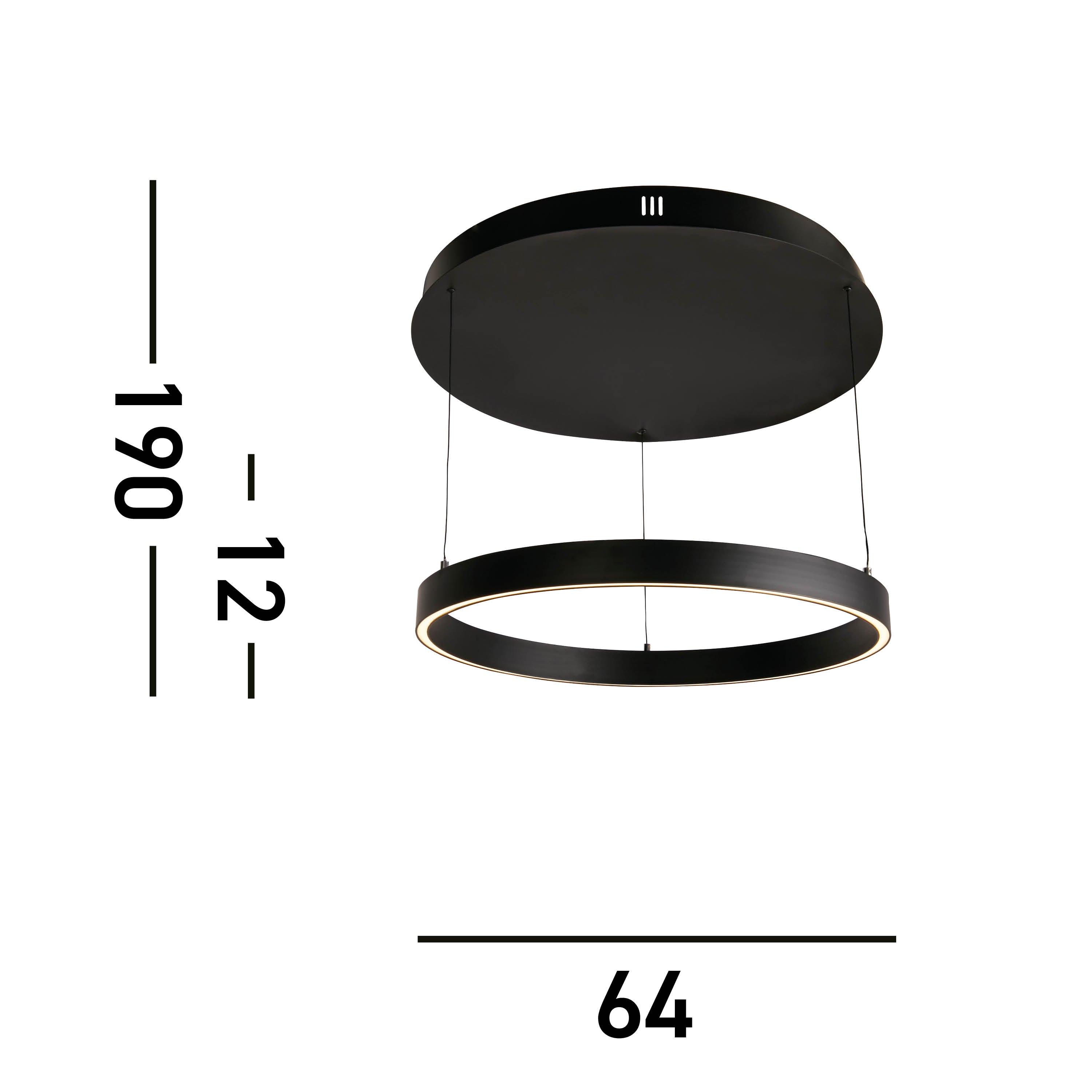 Searchlight Lance 640mm Gesture Control Pendant - Black Metal & Opal Acrylic