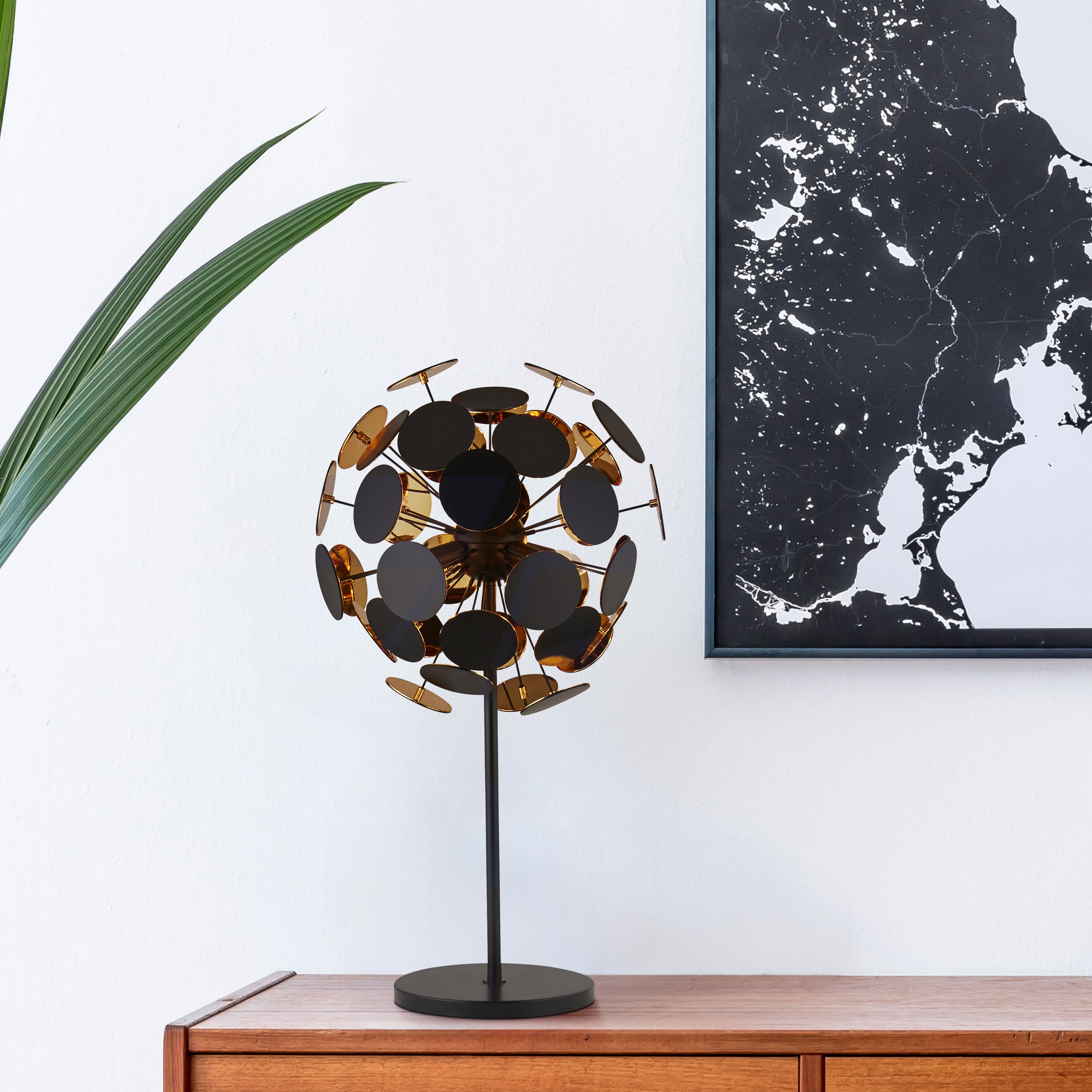 Searchlight Darnley 3 Light Table Lamp - Matt Black & Gold