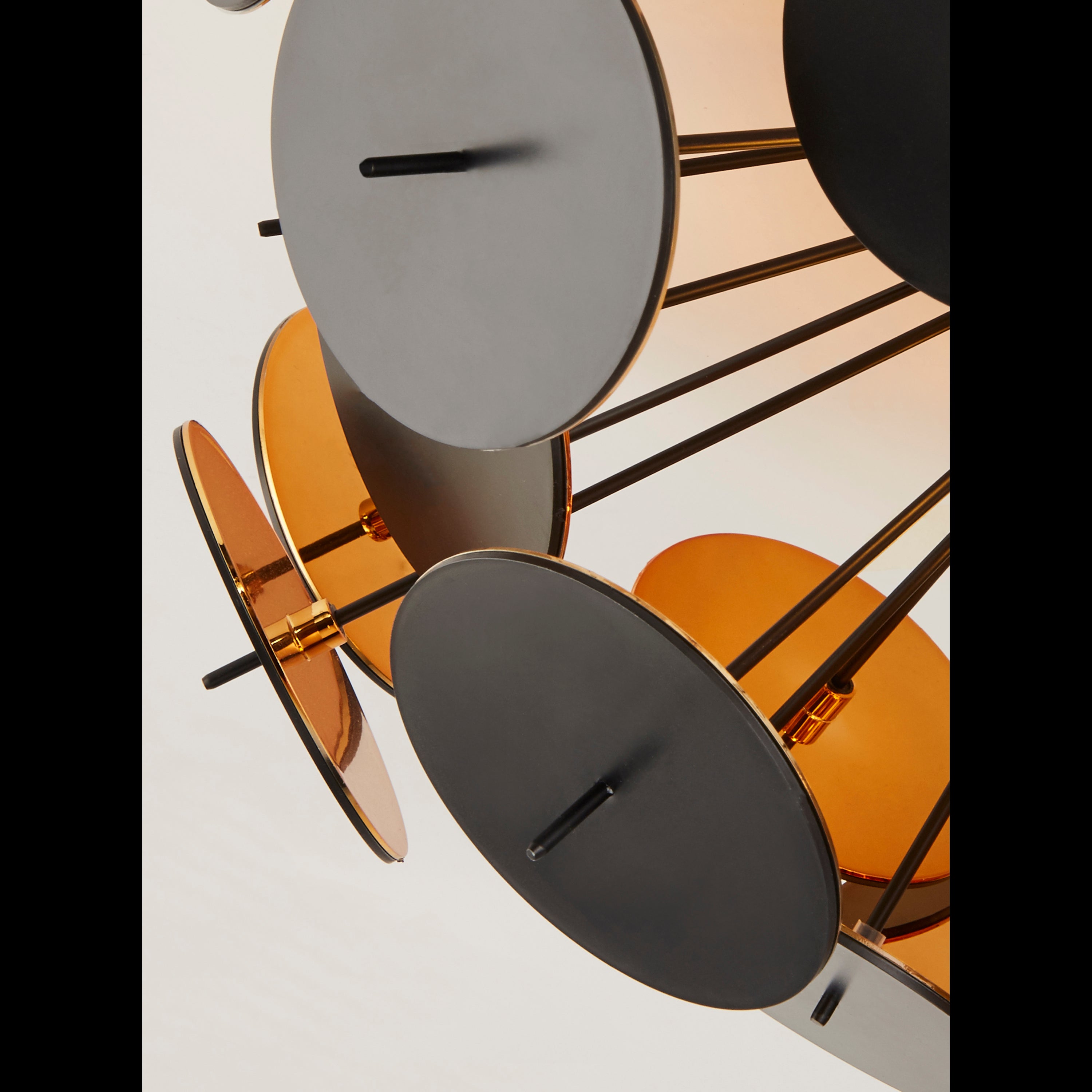 Searchlight Darnley 3 Light Semi-Flush Ceiling Light - Matt Black & Gold