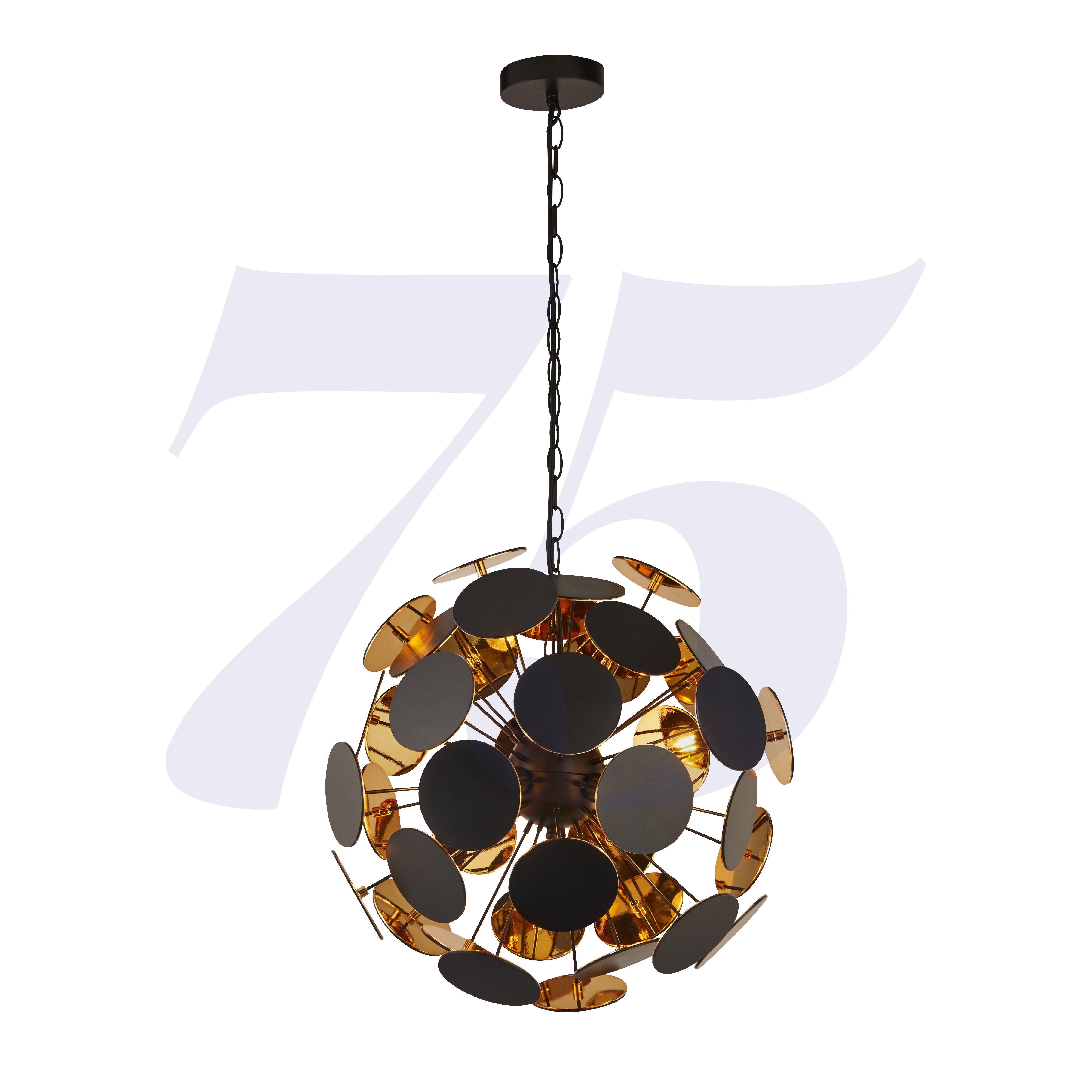 Searchlight Darnley 4 Light Ceiling Pendant - Matt Black & Gold
