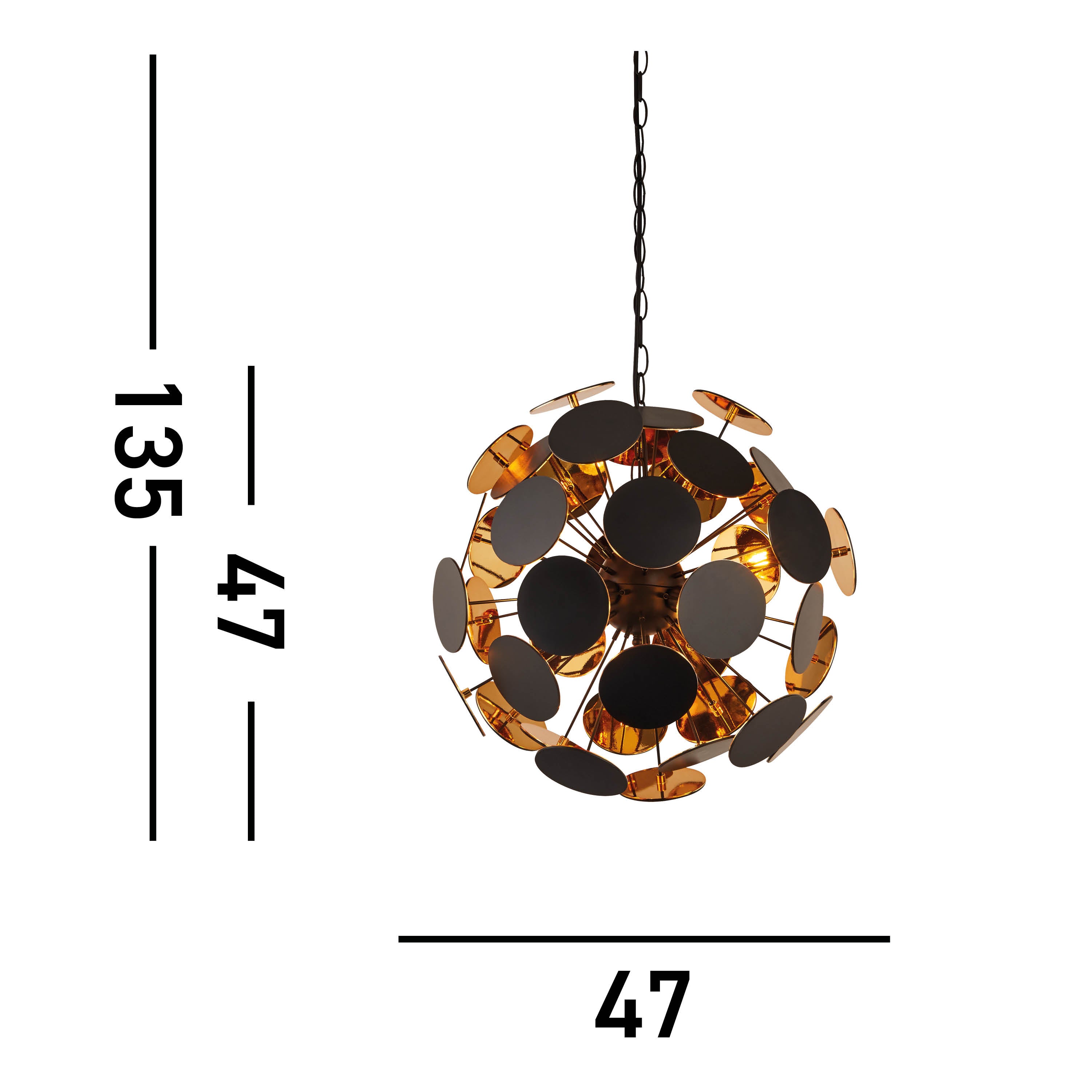 Searchlight Darnley 4 Light Ceiling Pendant - Matt Black & Gold