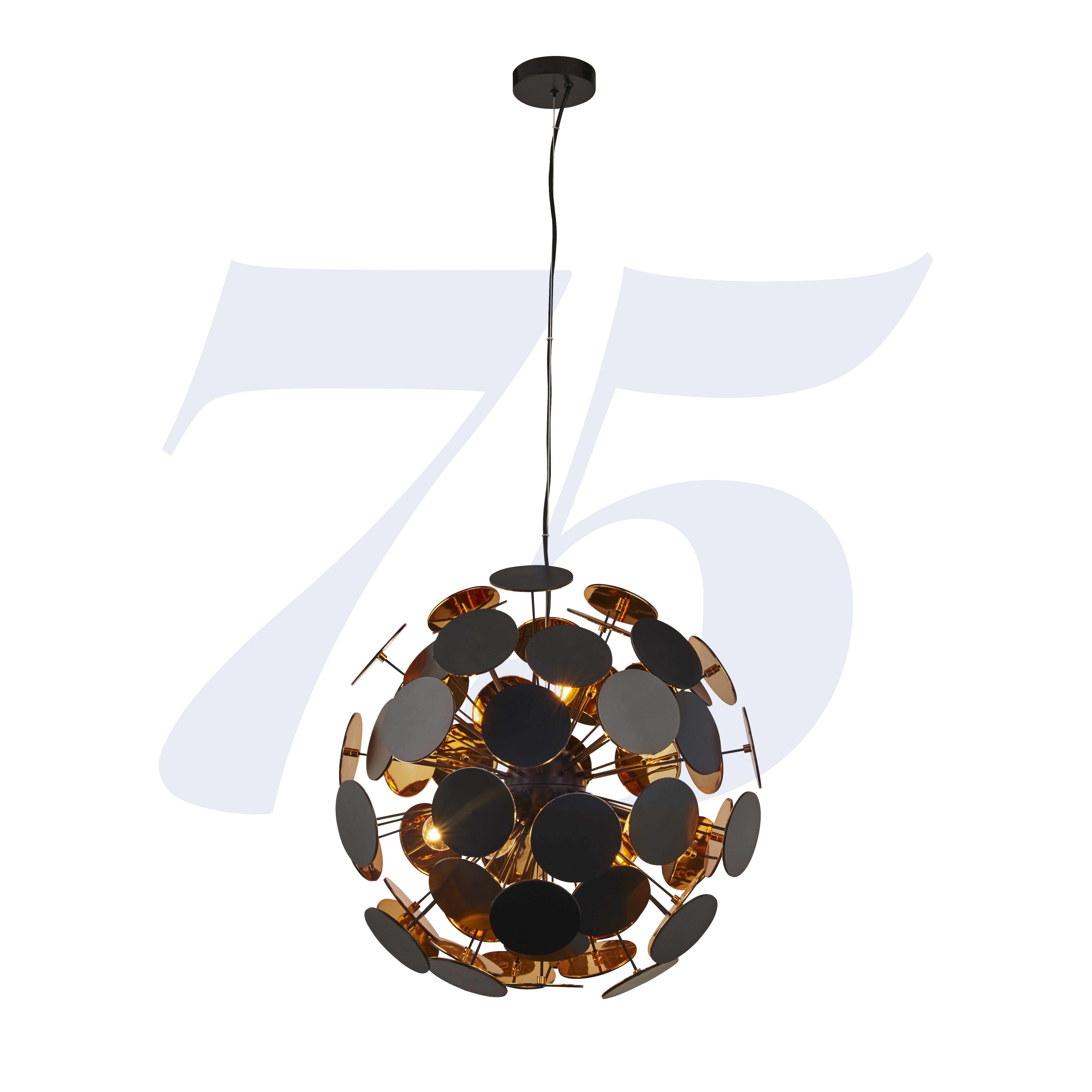 Searchlight Darnley 6 Light Ceiling Pendant - Matt Black & Gold