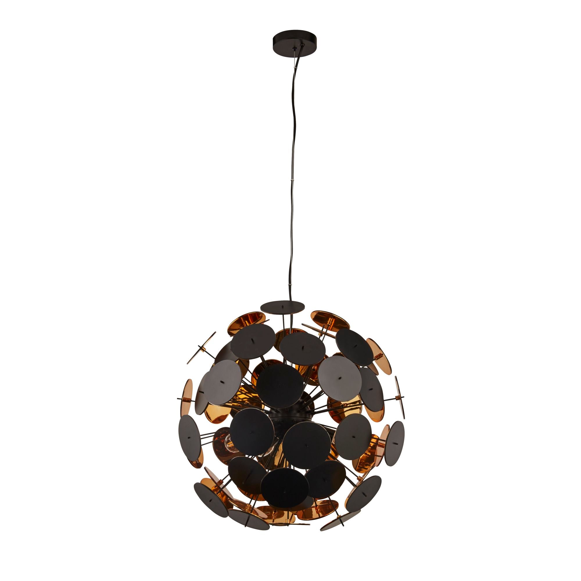 Searchlight Darnley 6 Light Ceiling Pendant - Matt Black & Gold