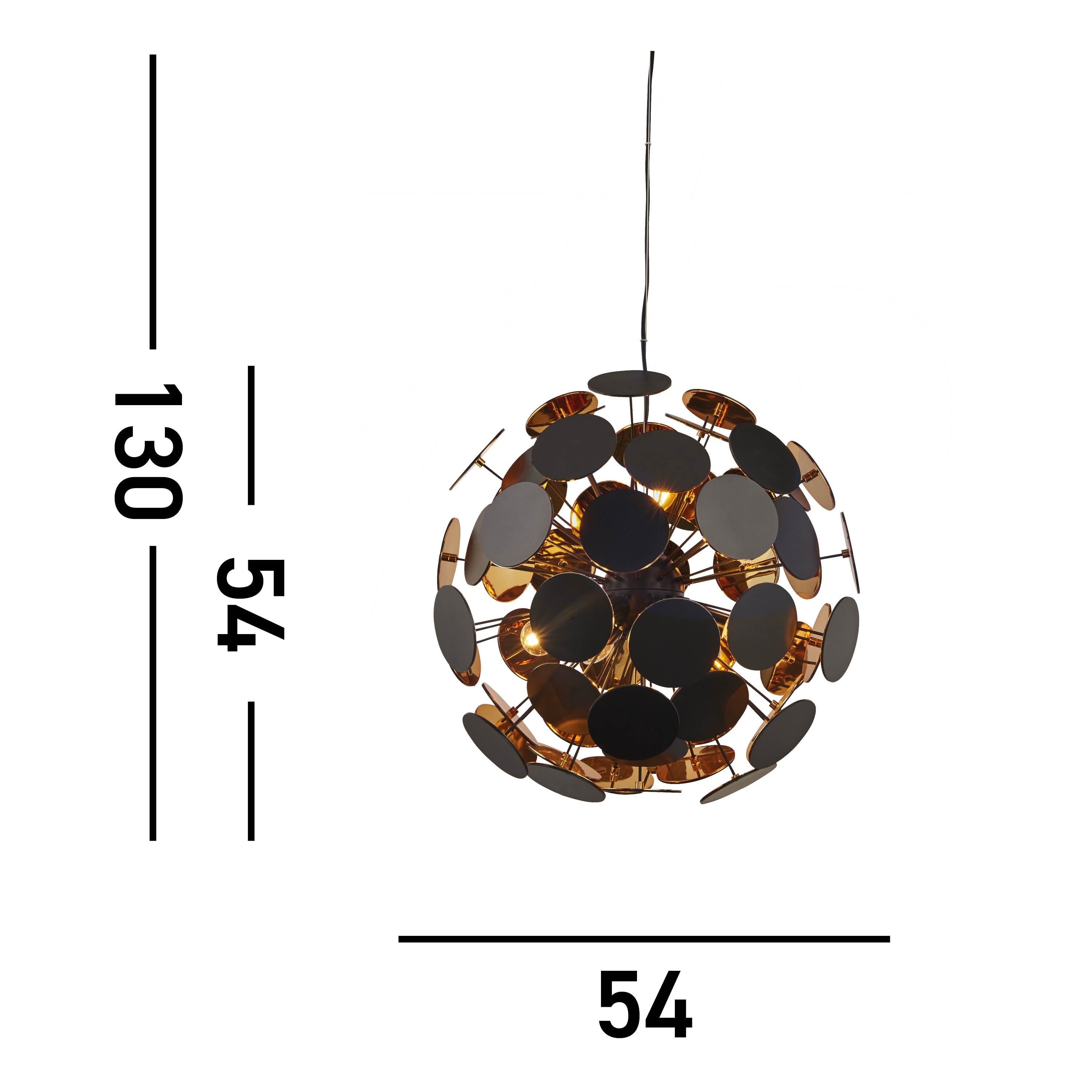 Searchlight Darnley 6 Light Ceiling Pendant - Matt Black & Gold