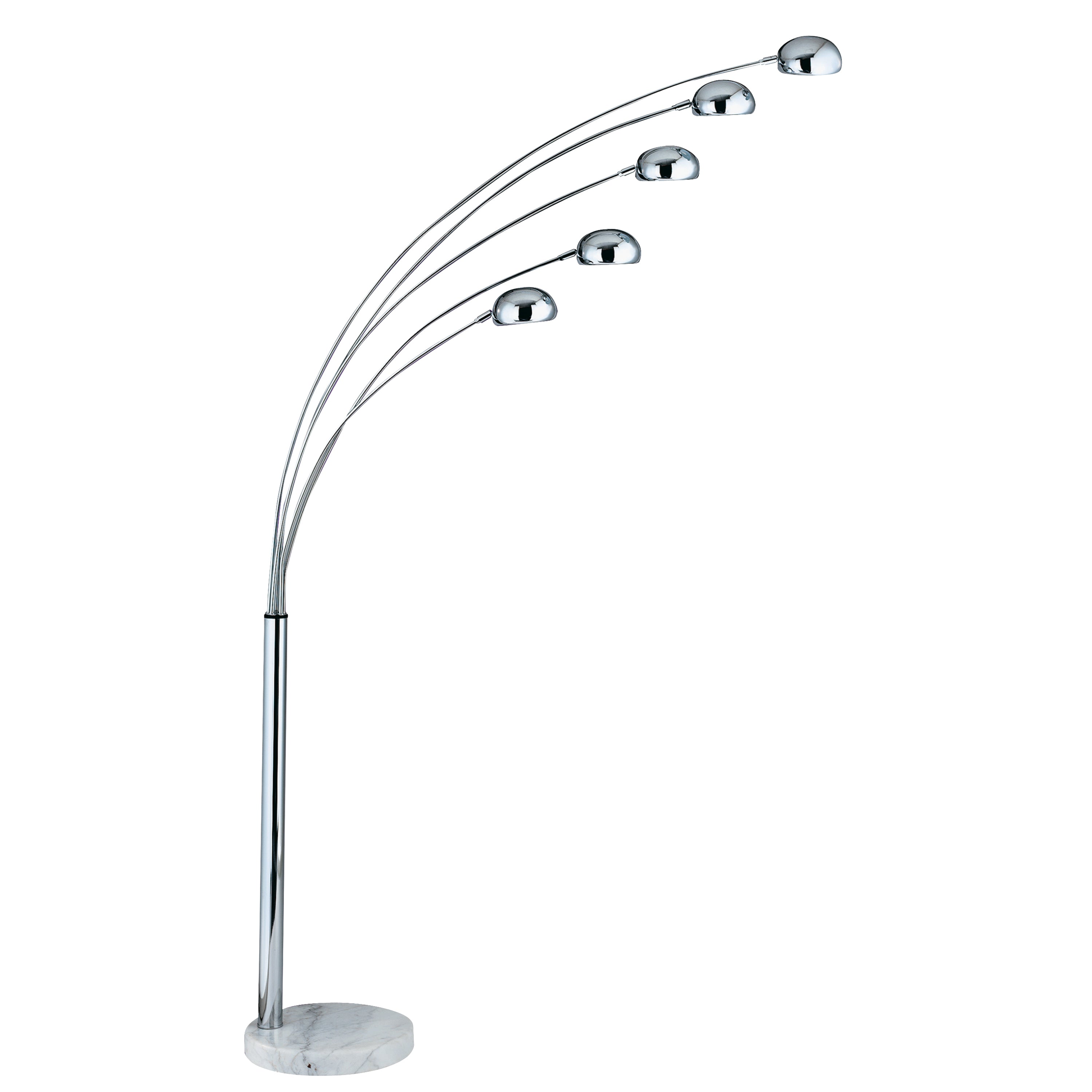 Searchlight Gelling - 5 Light Floor Lamp, Chrome, White Marble