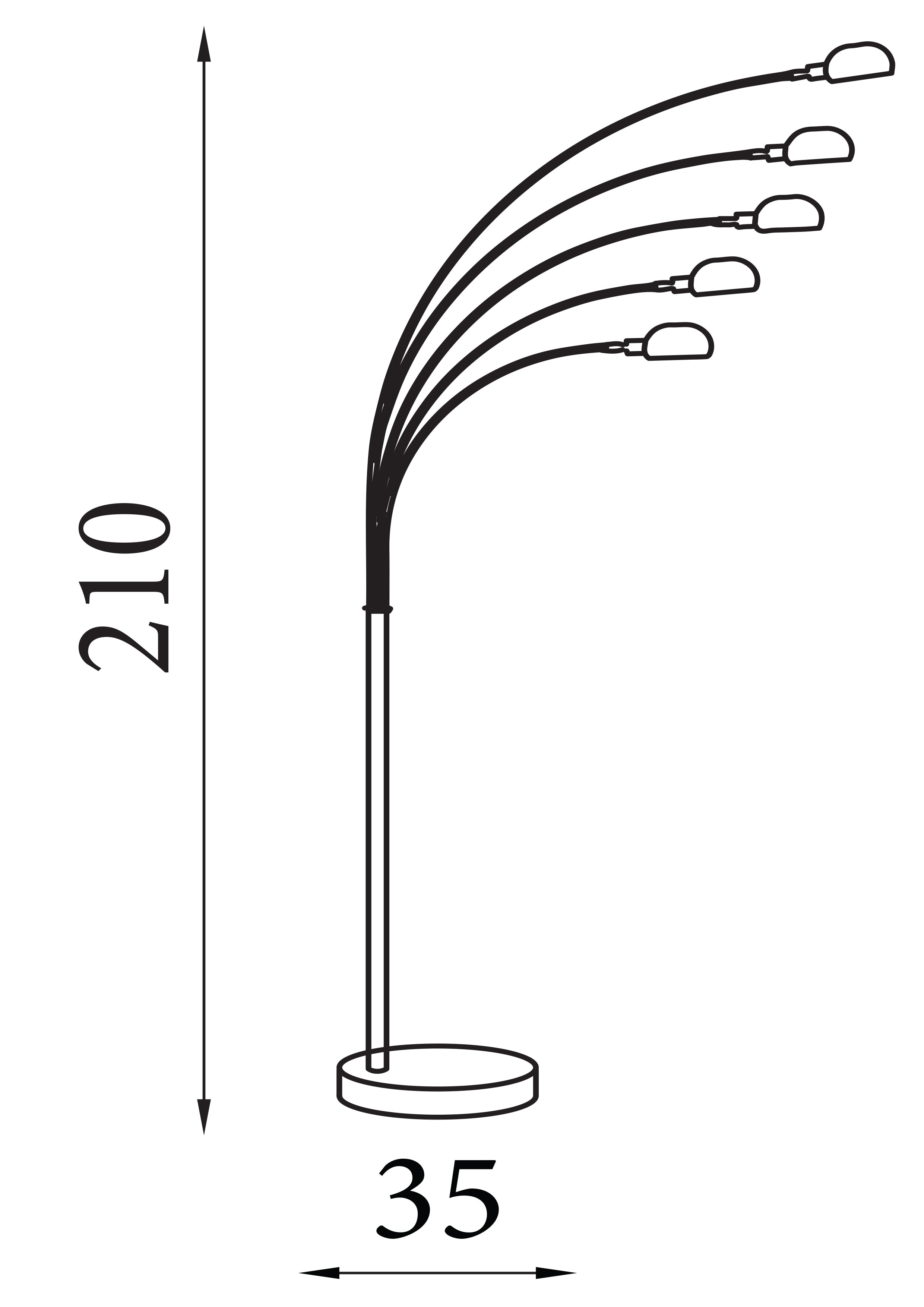 Searchlight Gelling - 5 Light Floor Lamp, Chrome, White Marble