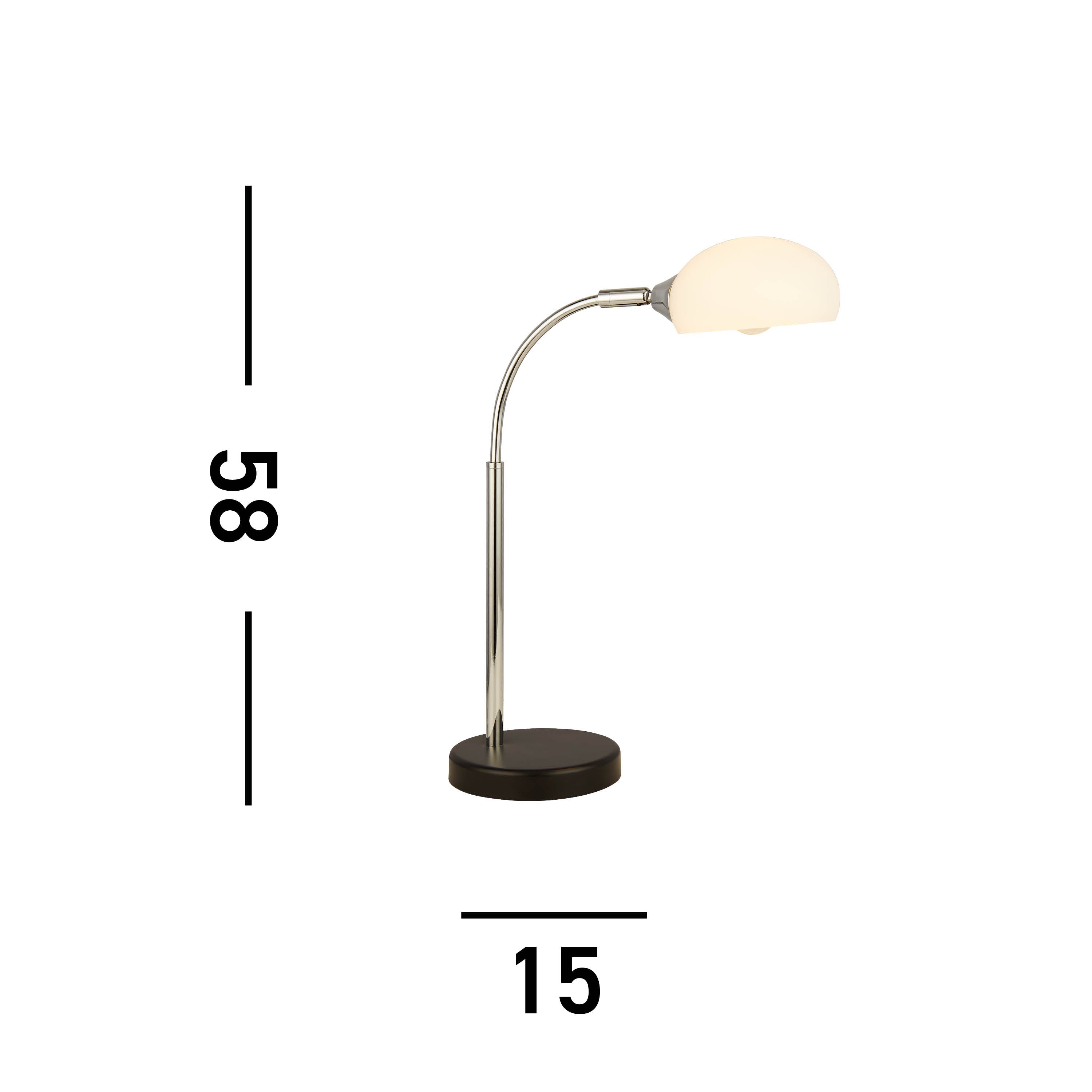 Searchlight Ashdale Table Lamp - Black & Chrome Metal & Opal Glass Shade