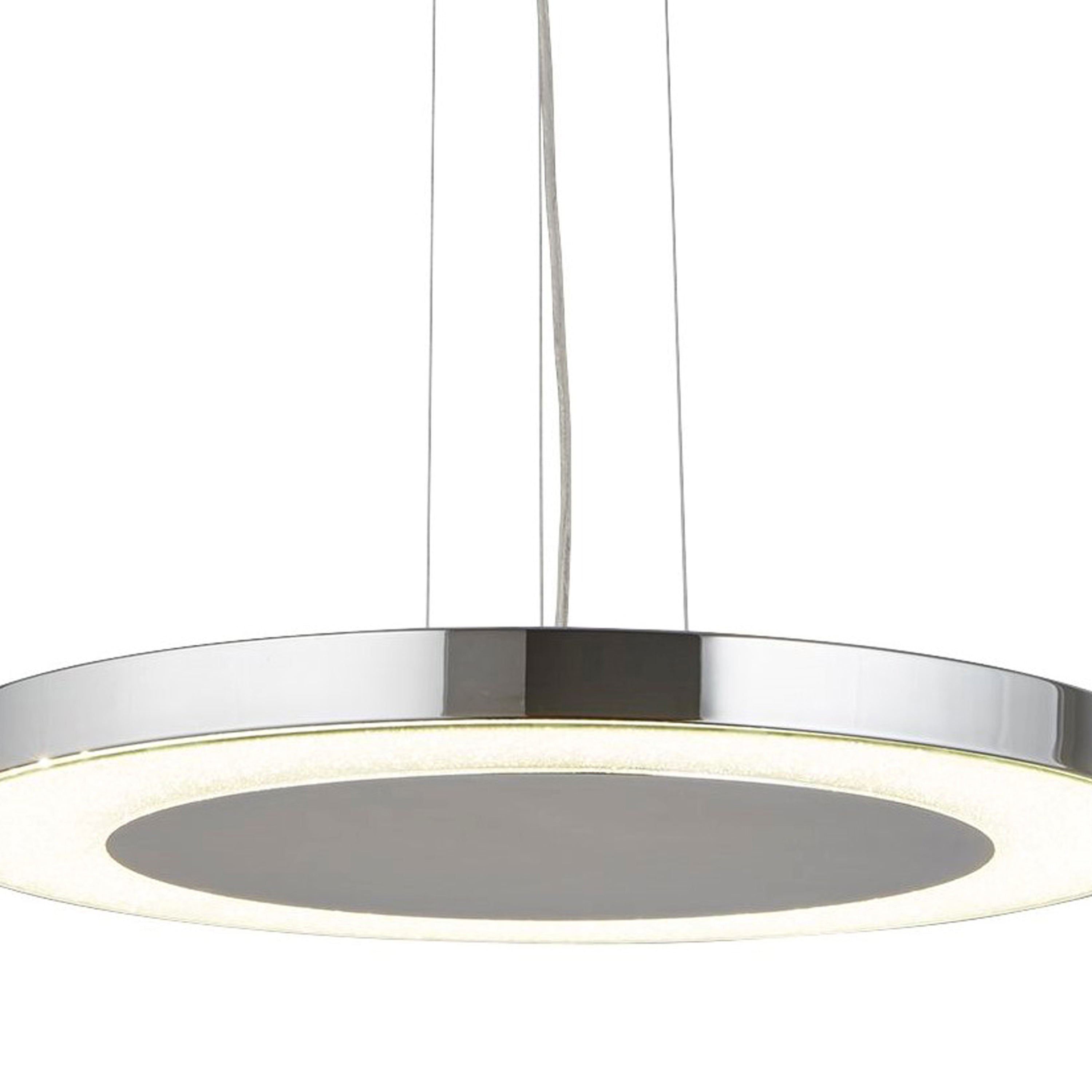 Searchlight Landseer LED Ceiling Pendant (50cm Diameter), Chrome, Crushed Ice Effect Deco