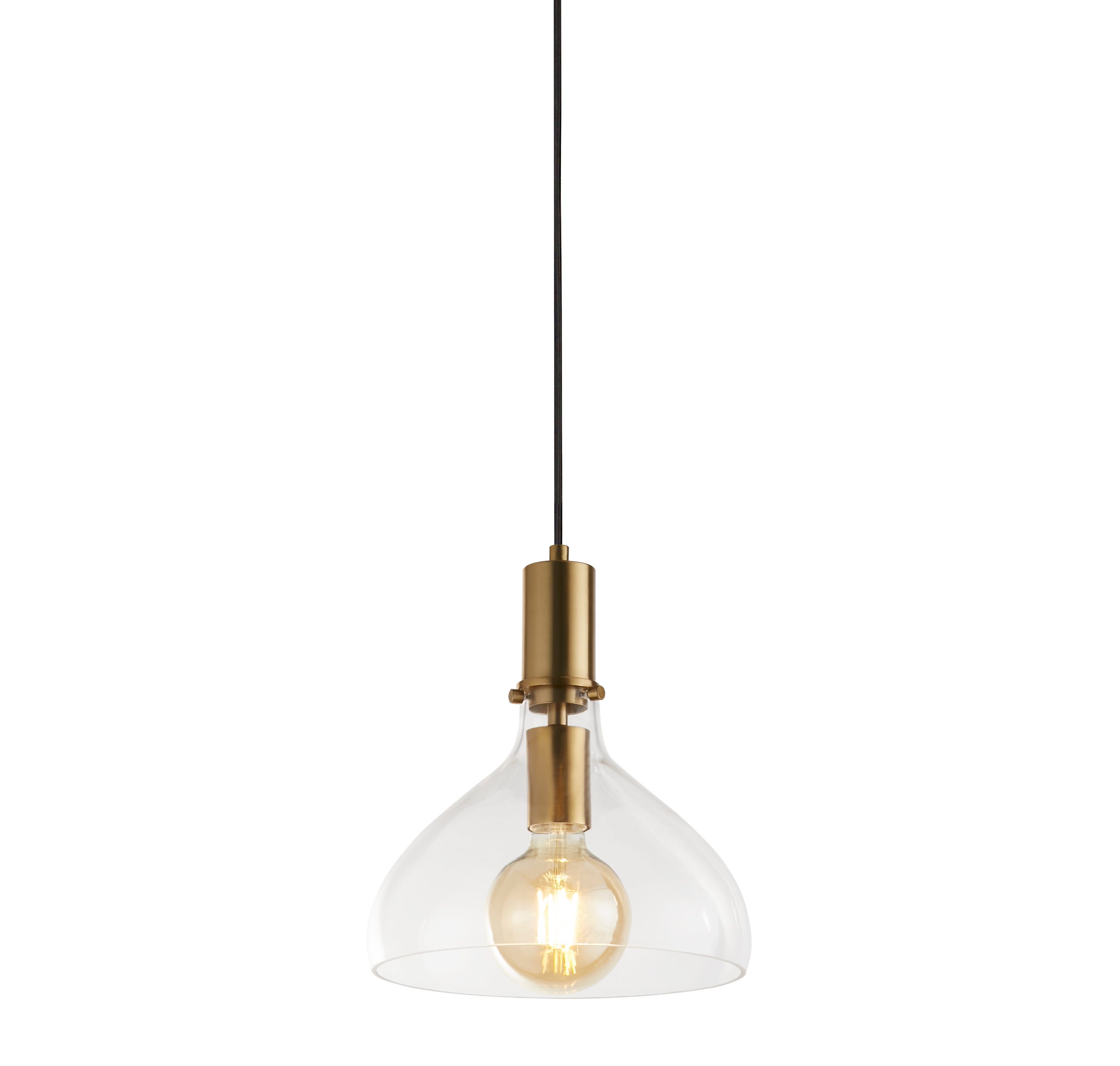 Searchlight Manesty Pendant - Brass Metal & Glass