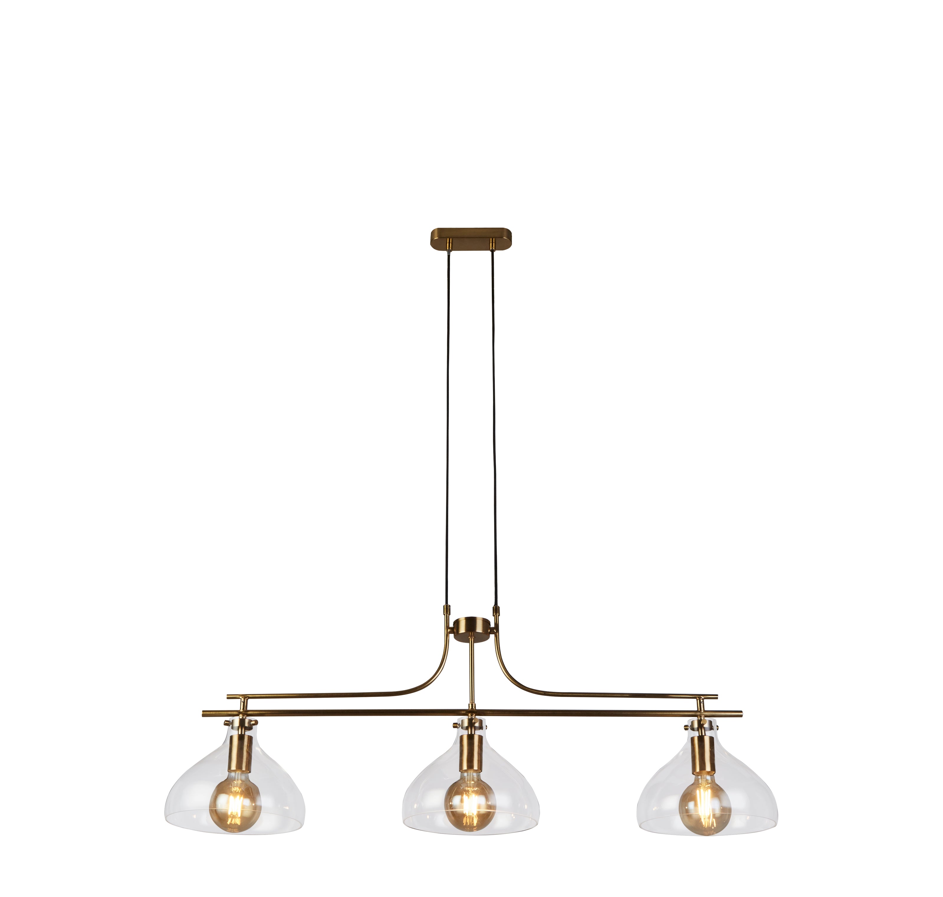 Searchlight Manesty 3 Light Bar Pendant - Brass Metal & Glass
