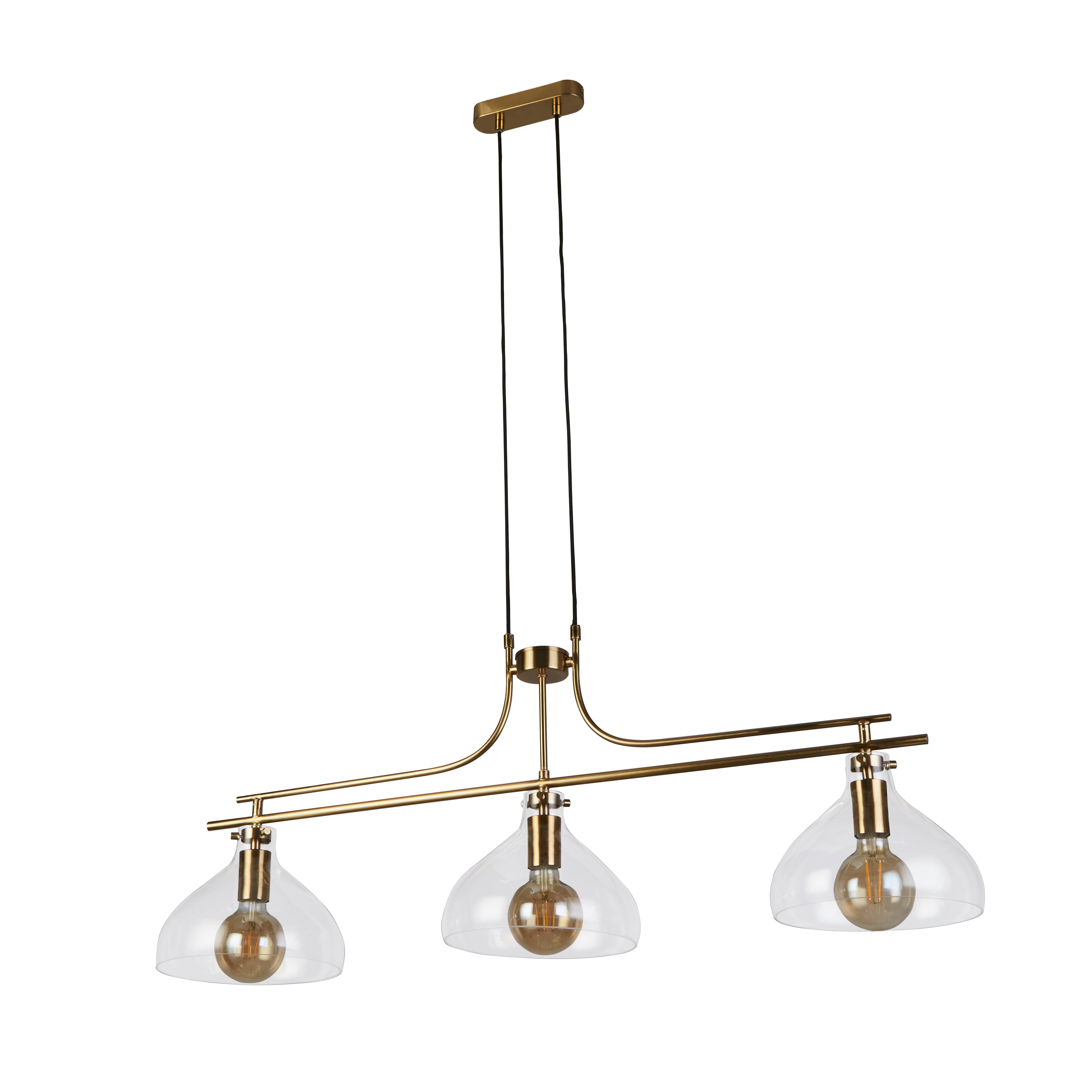 Searchlight Manesty 3 Light Bar Pendant - Brass Metal & Glass