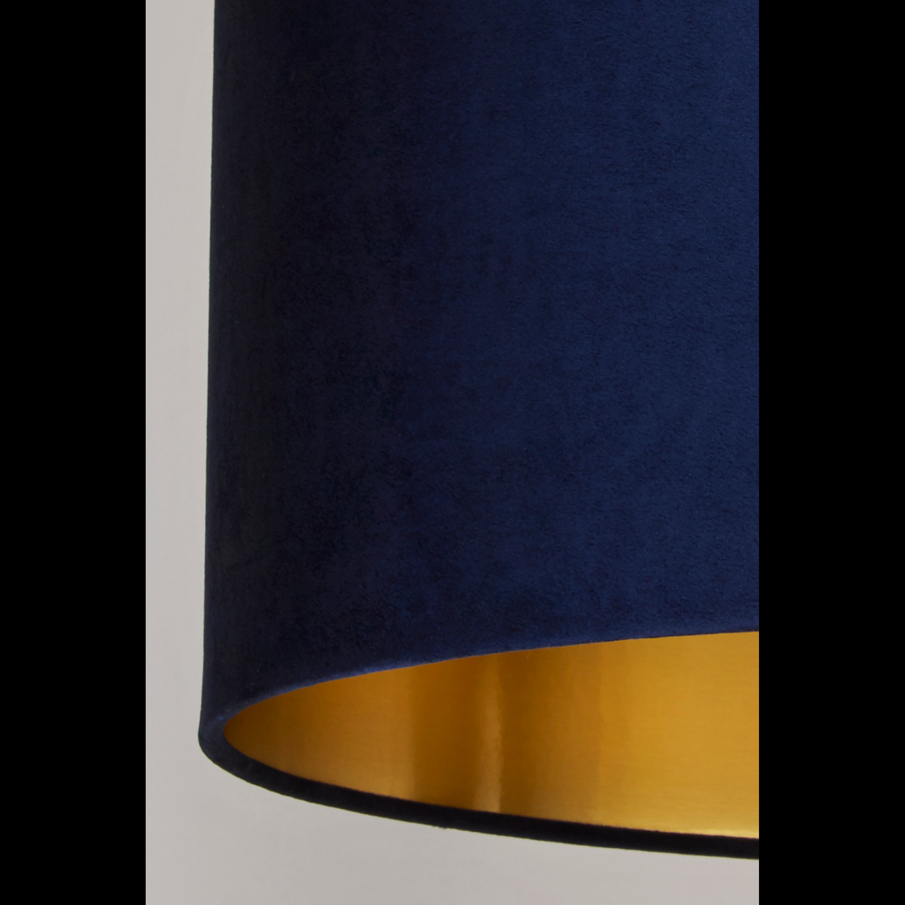 Searchlight Drum Shade - 40cm - Navy Velvet with Gold Inner - Shade Only