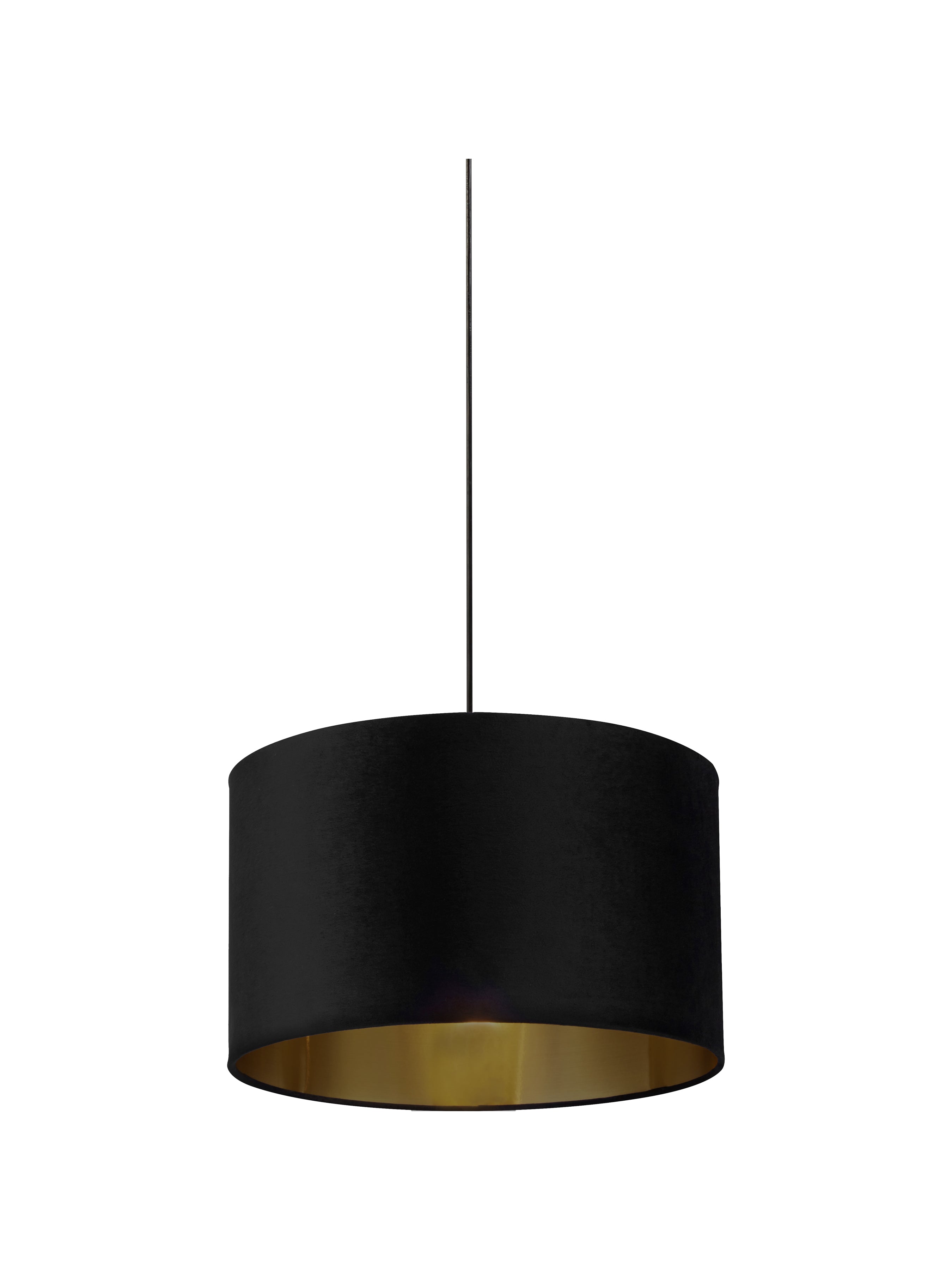 Searchlight Drum Shade - 40cm - Black Velvet with Gold Inner - Shade Only