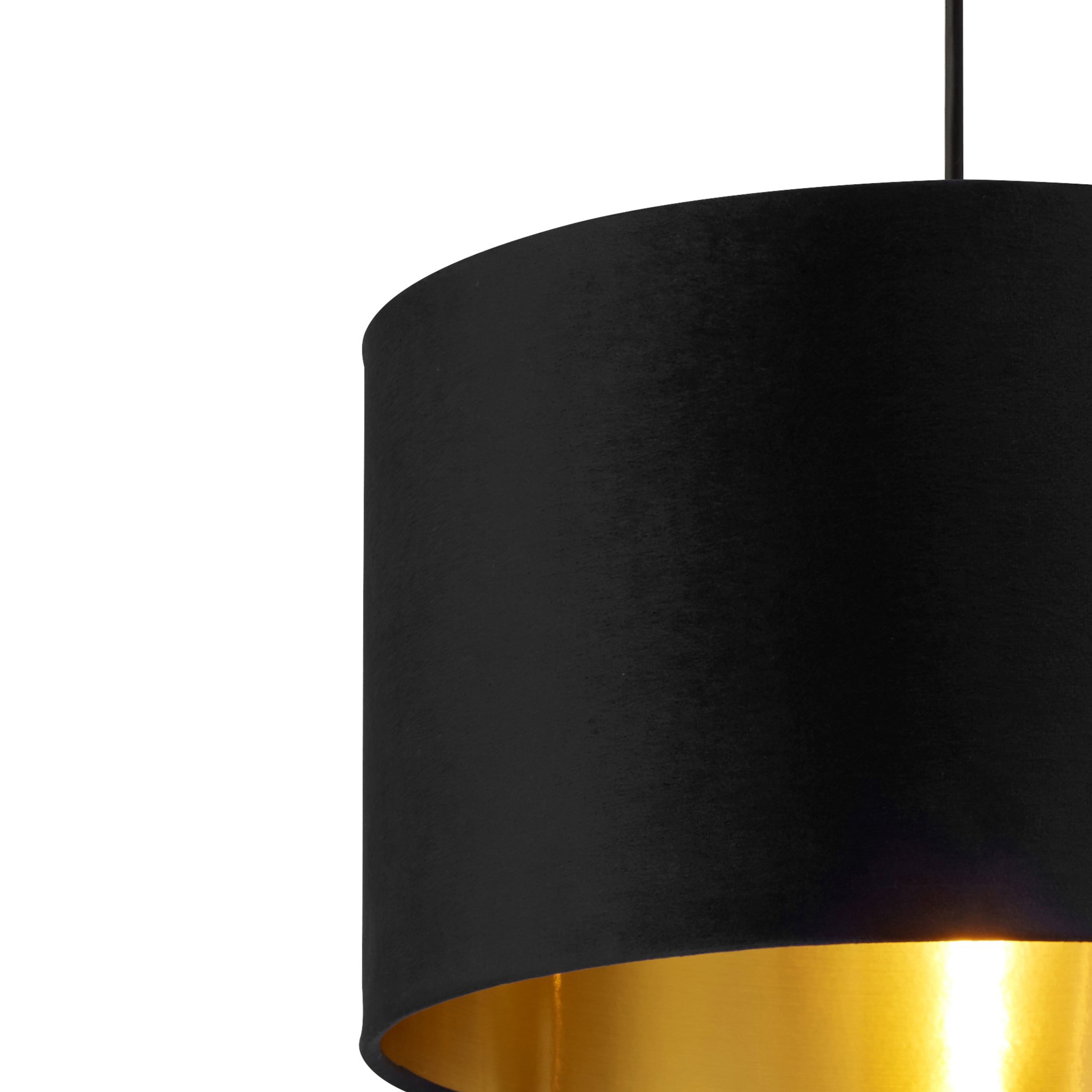 Searchlight Drum Shade - 40cm - Black Velvet with Gold Inner - Shade Only