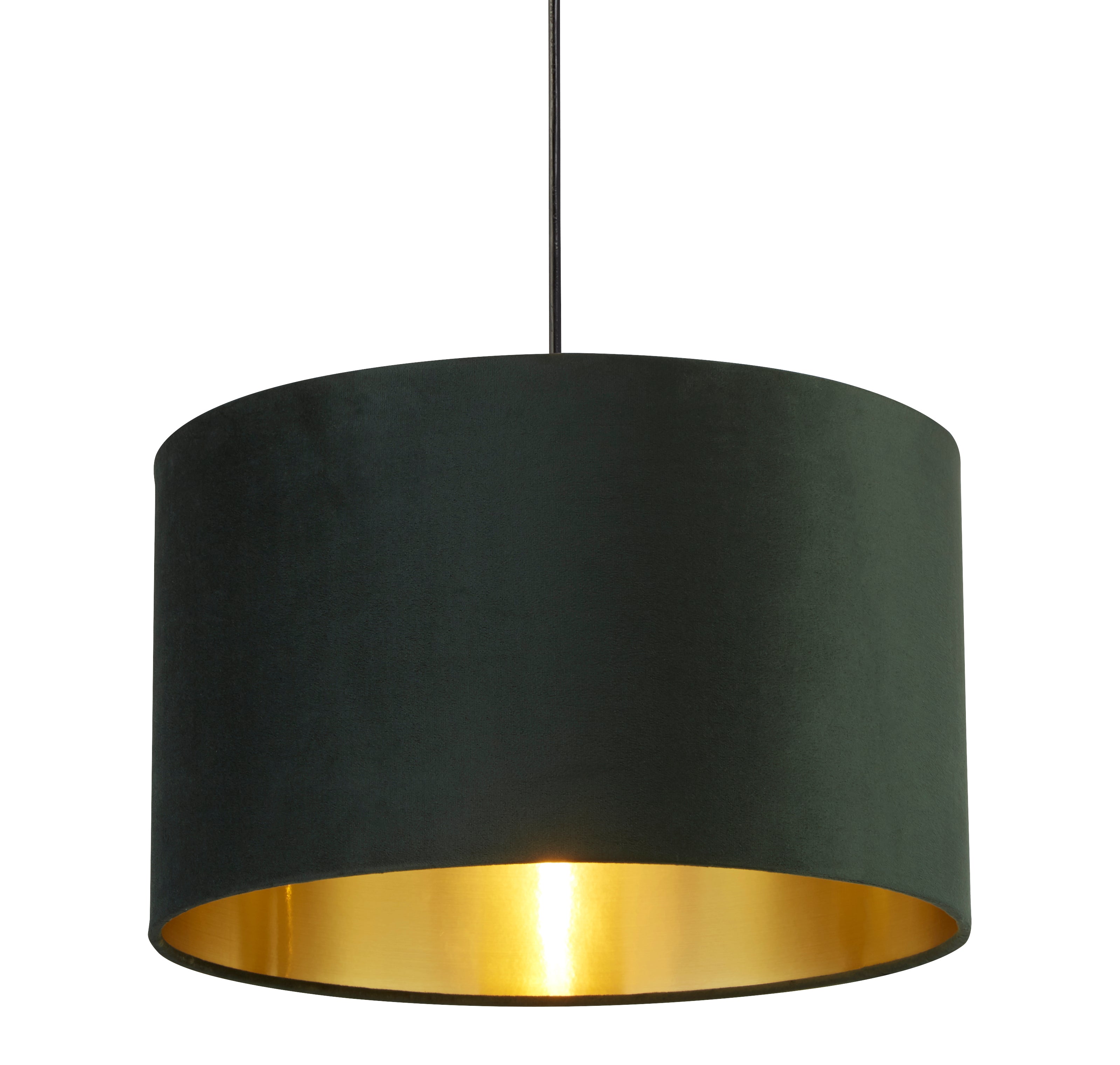 Searchlight Drum Shade - 40cm - Green Velvet with Gold Inner - Shade Only