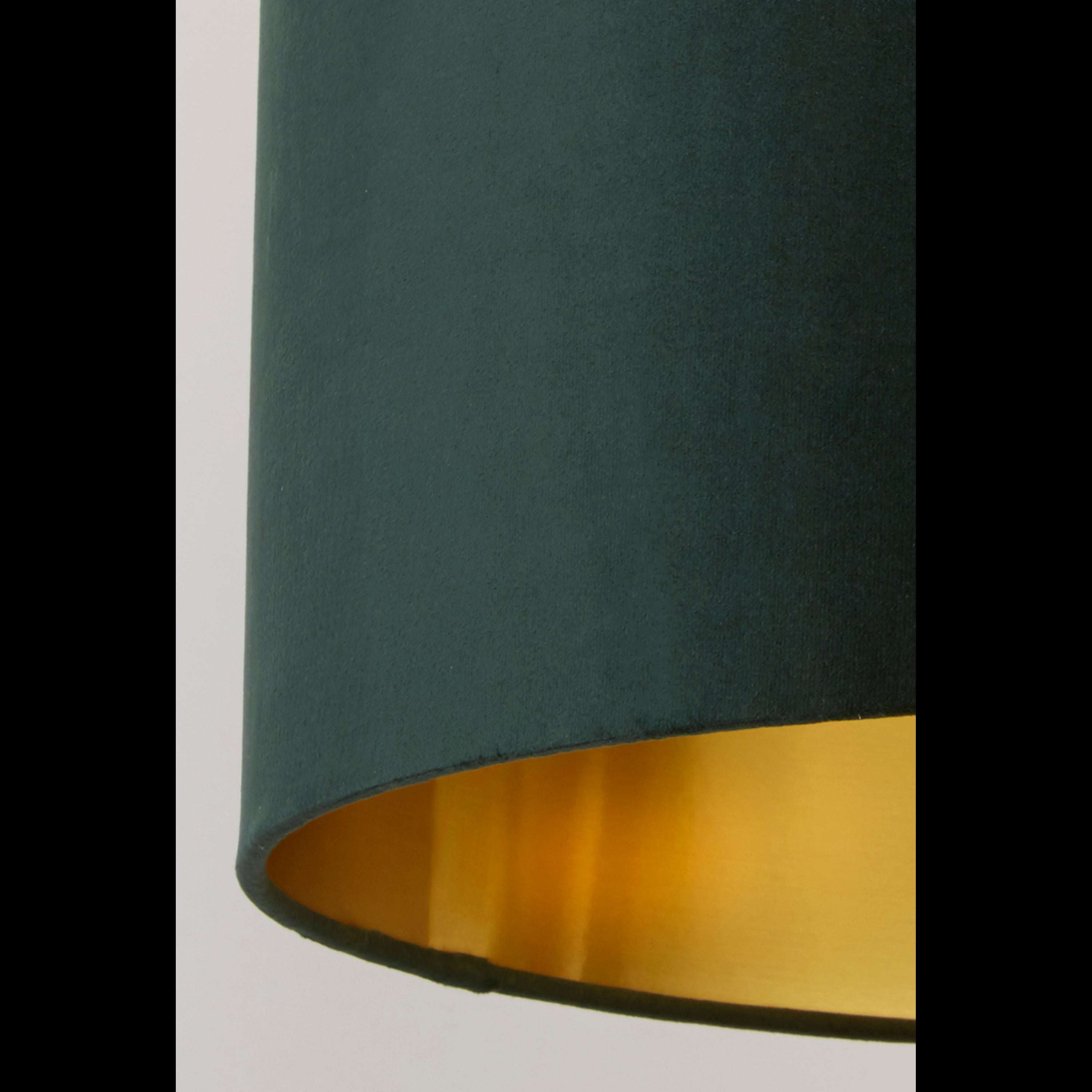 Searchlight Drum Shade - 40cm - Green Velvet with Gold Inner - Shade Only