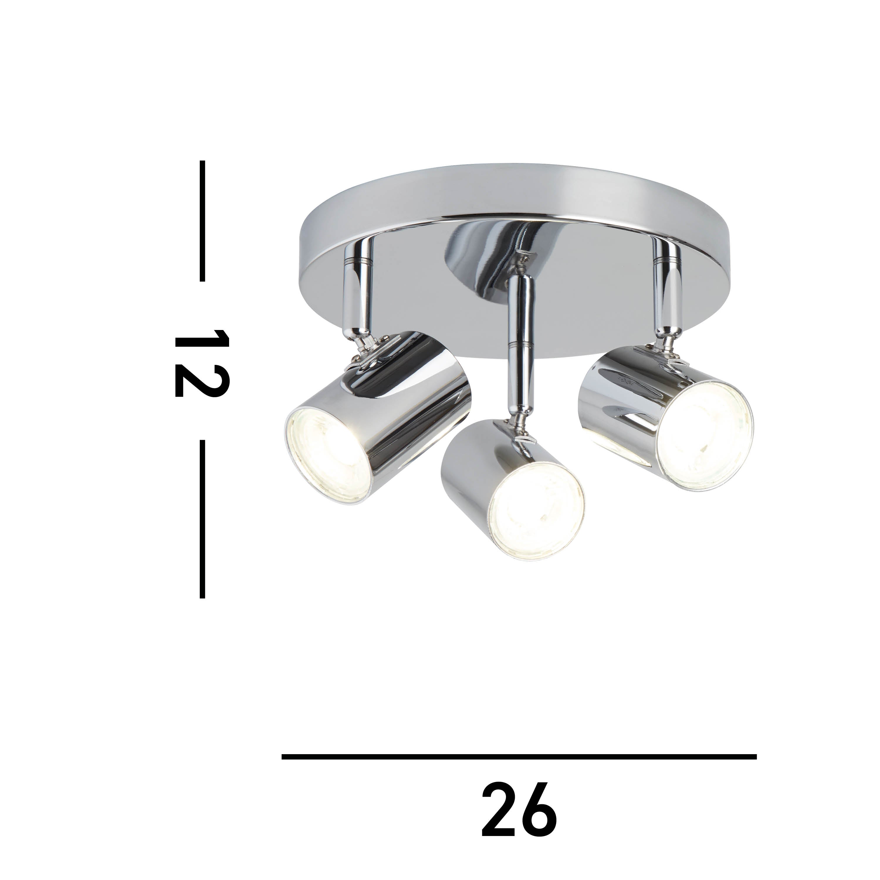 Searchlight Redfern 3 Light Cylinder Head Spot Plate, Chrome