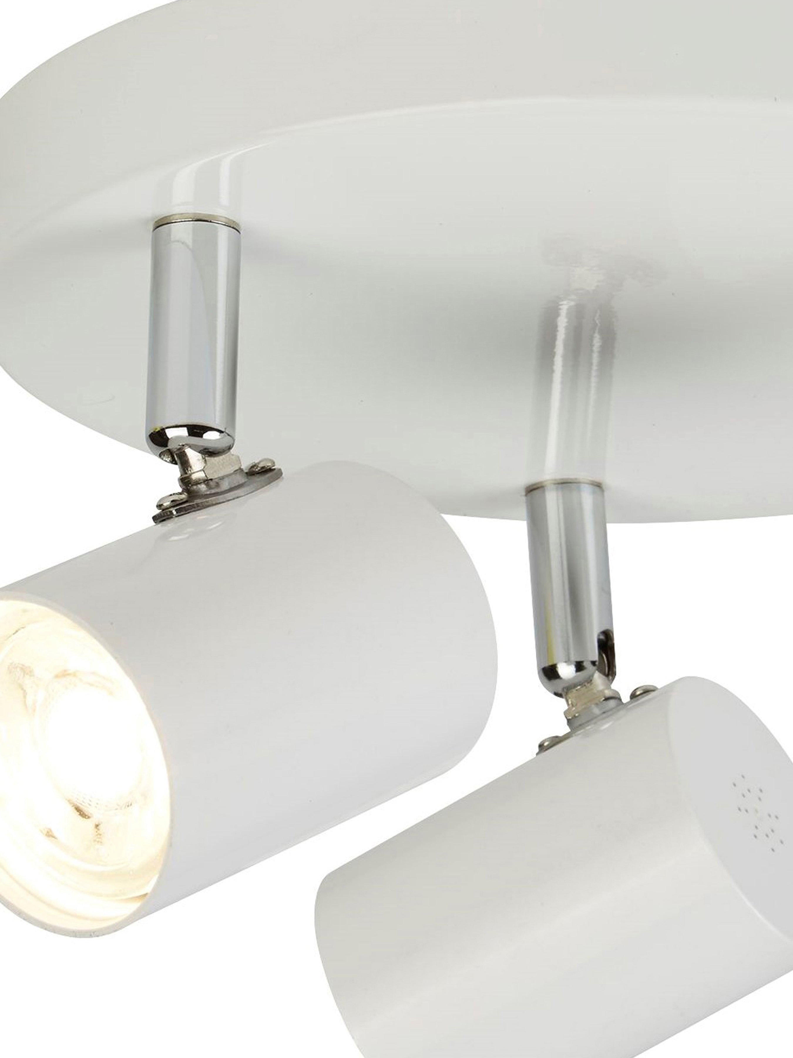 Searchlight Redfern 3 Light Cylinder Head Spot Plate, White & Chrome