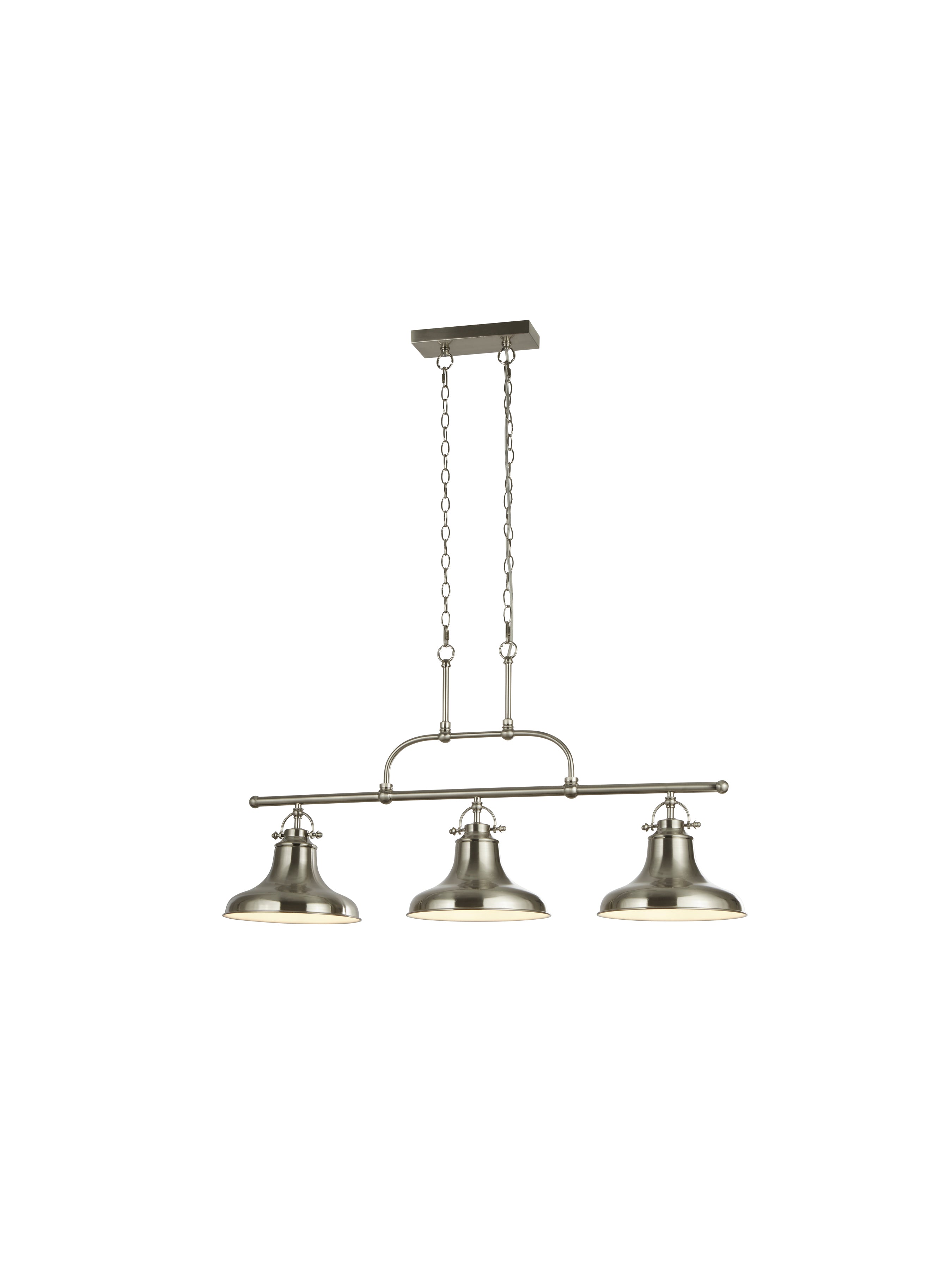 Searchlight Dale 3 Light Industrial Bar Pendant, Satin Silver