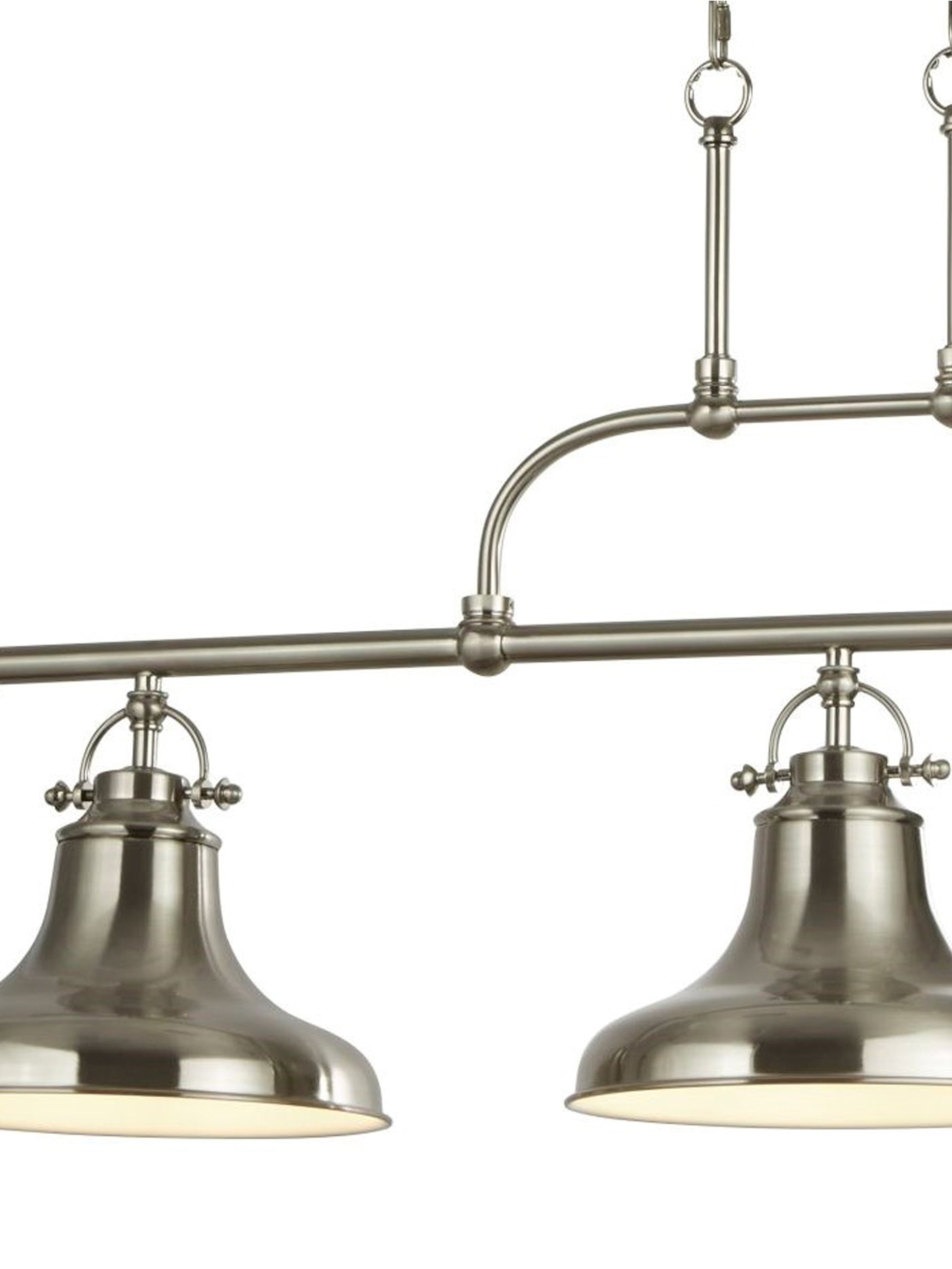 Searchlight Dale 3 Light Industrial Bar Pendant, Satin Silver
