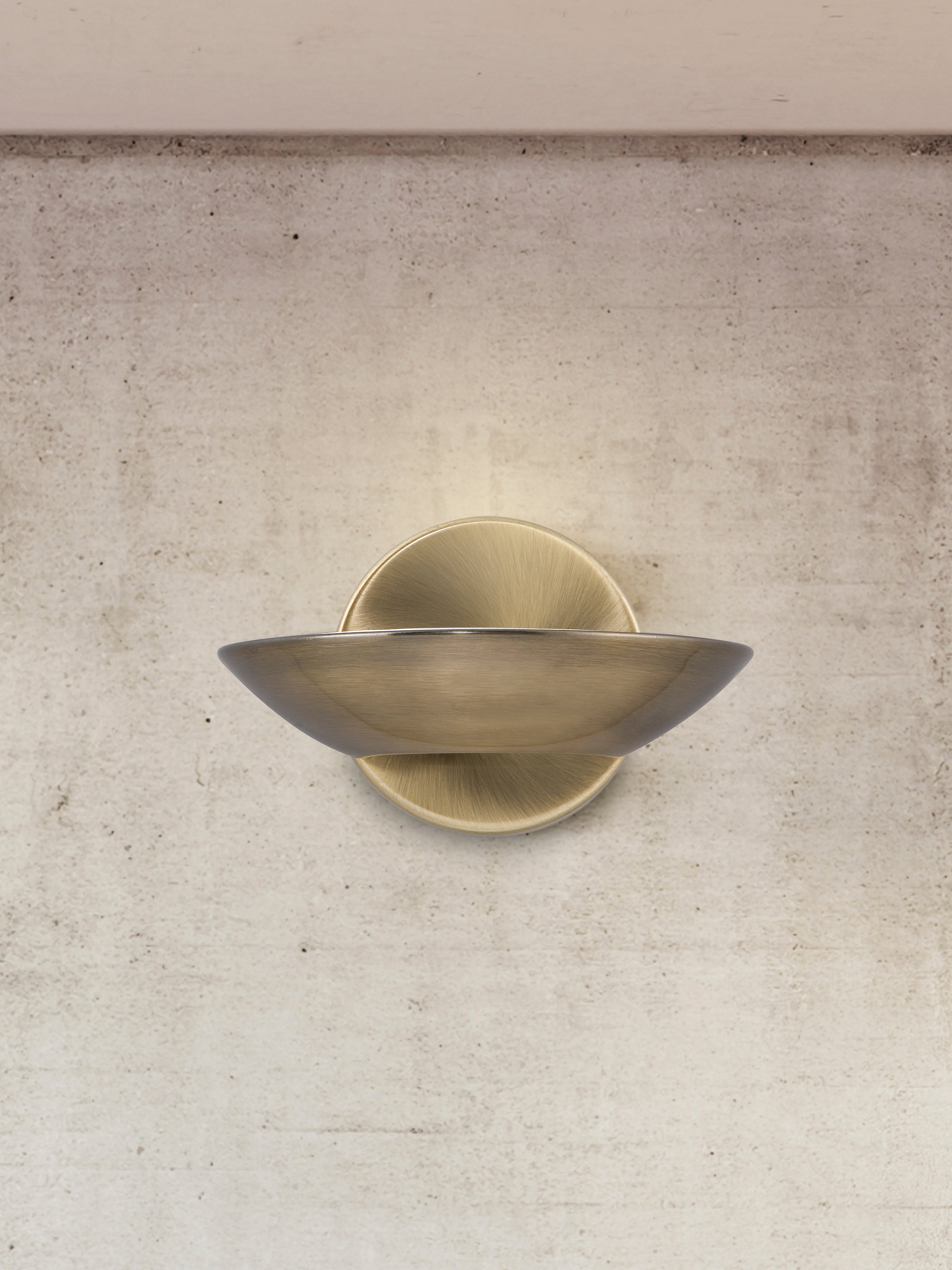 Searchlight LED Uplight Wall Bracket, Antique Brass, Frosted Glass