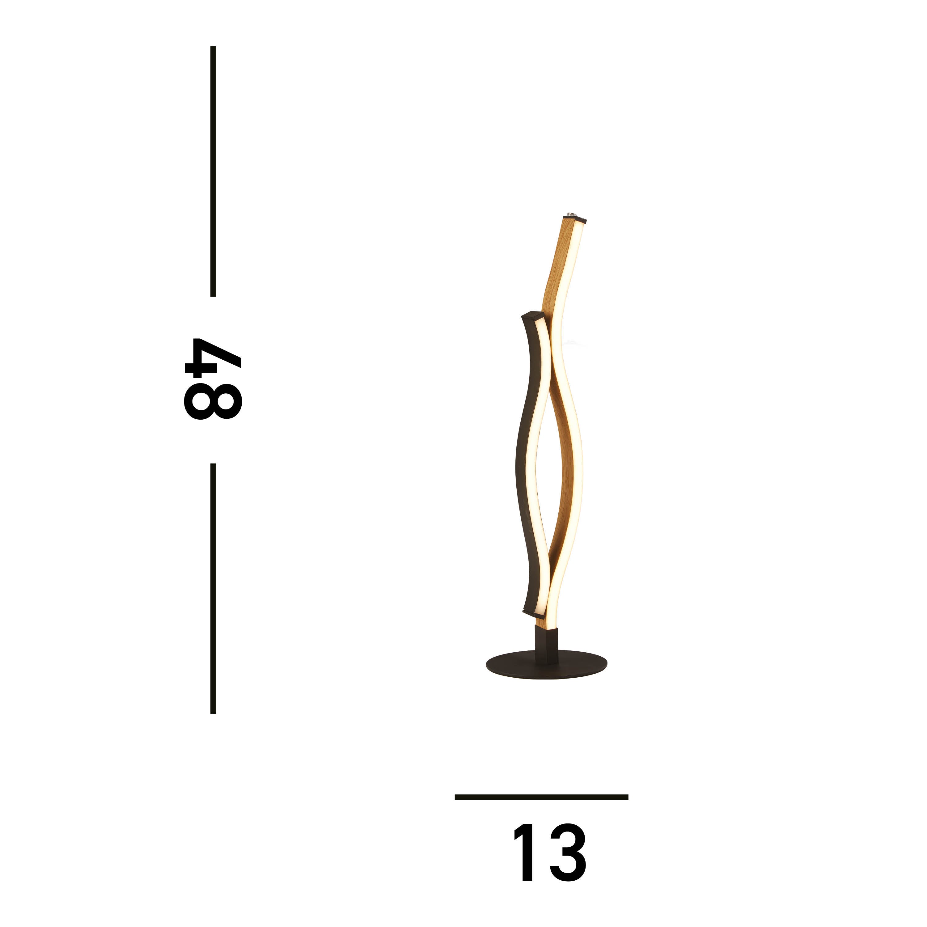 Searchlight Belmont Swirl LED Table Lamp - Black With Wood Effect