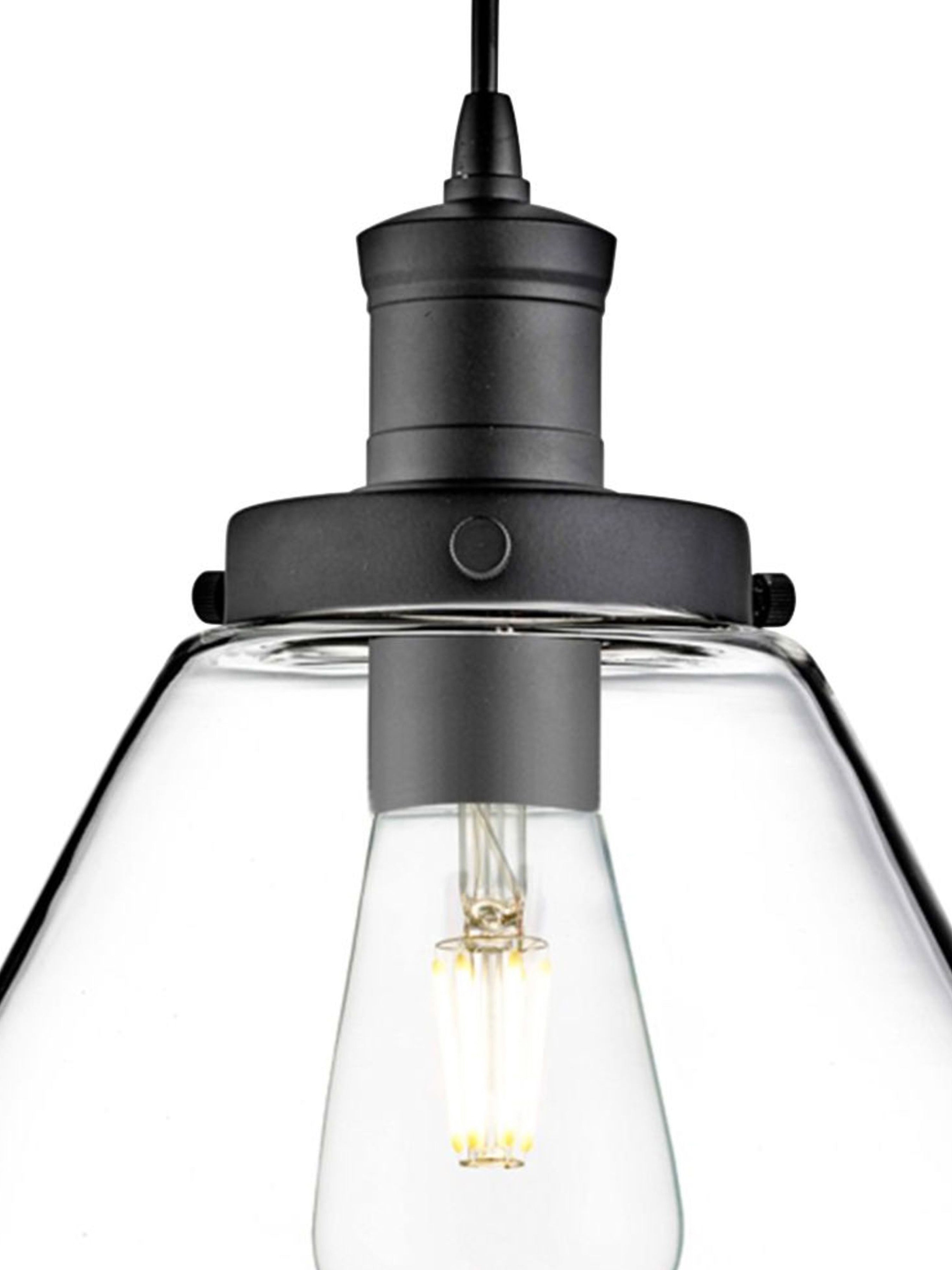 Searchlight Picton Single Pendant, Matt Black, Clear Picton Glass Shade