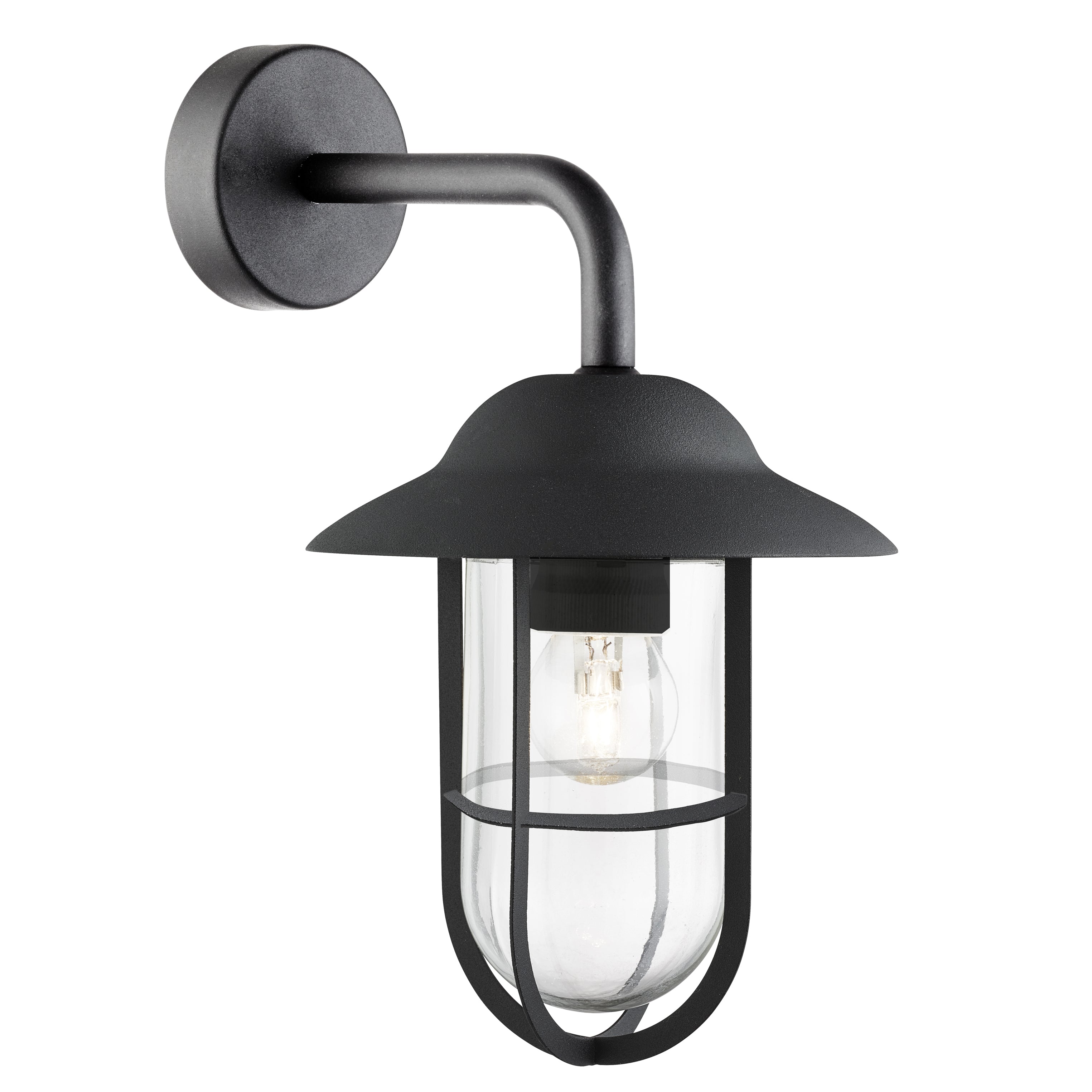 Searchlight Tarlton Outdoor Wall Light - Black & Clear Glass - IP44