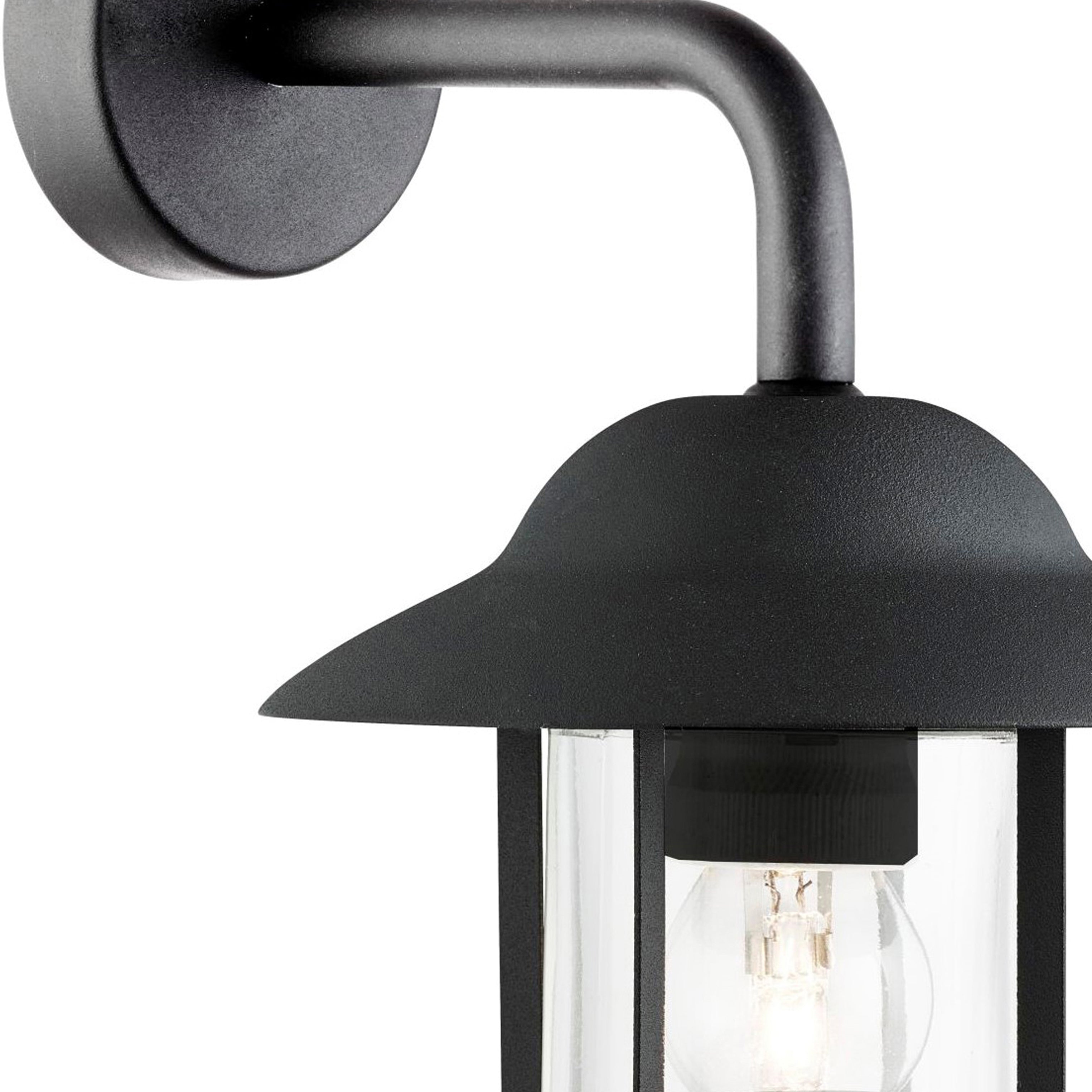 Searchlight Tarlton Outdoor Wall Light - Black & Clear Glass - IP44