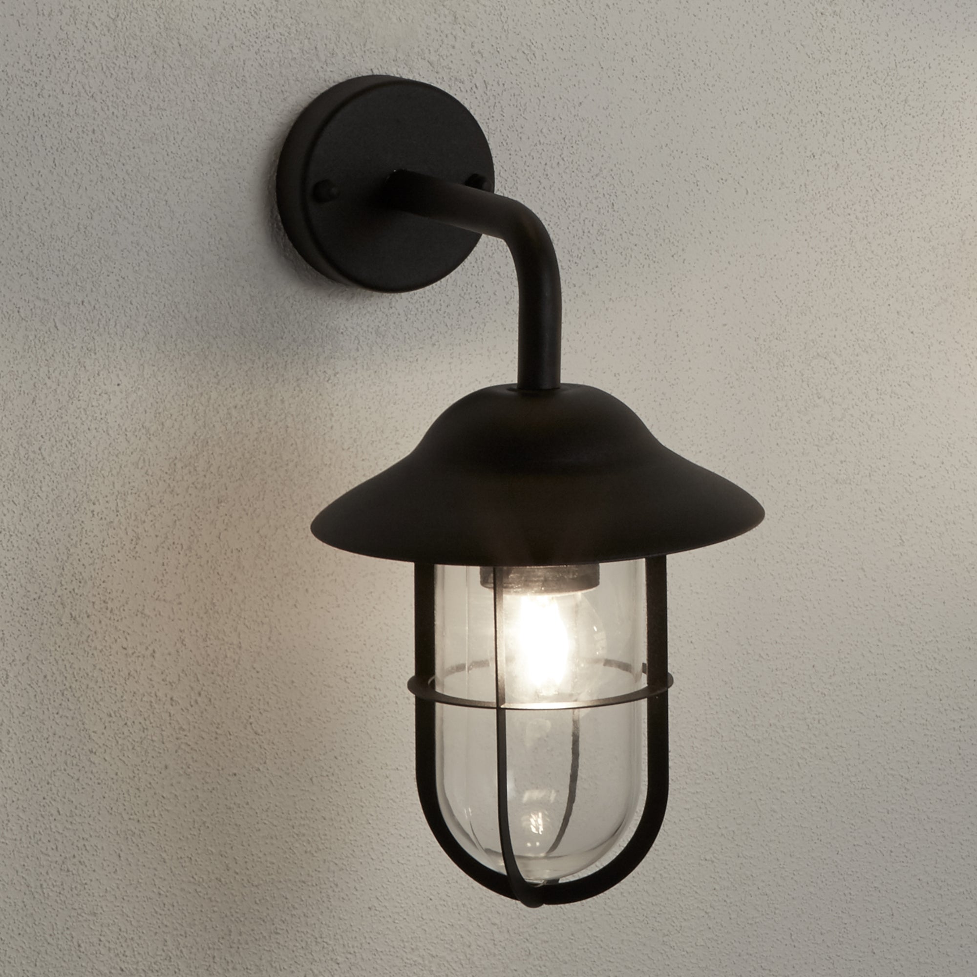 Searchlight Tarlton Outdoor Wall Light - Black & Clear Glass - IP44