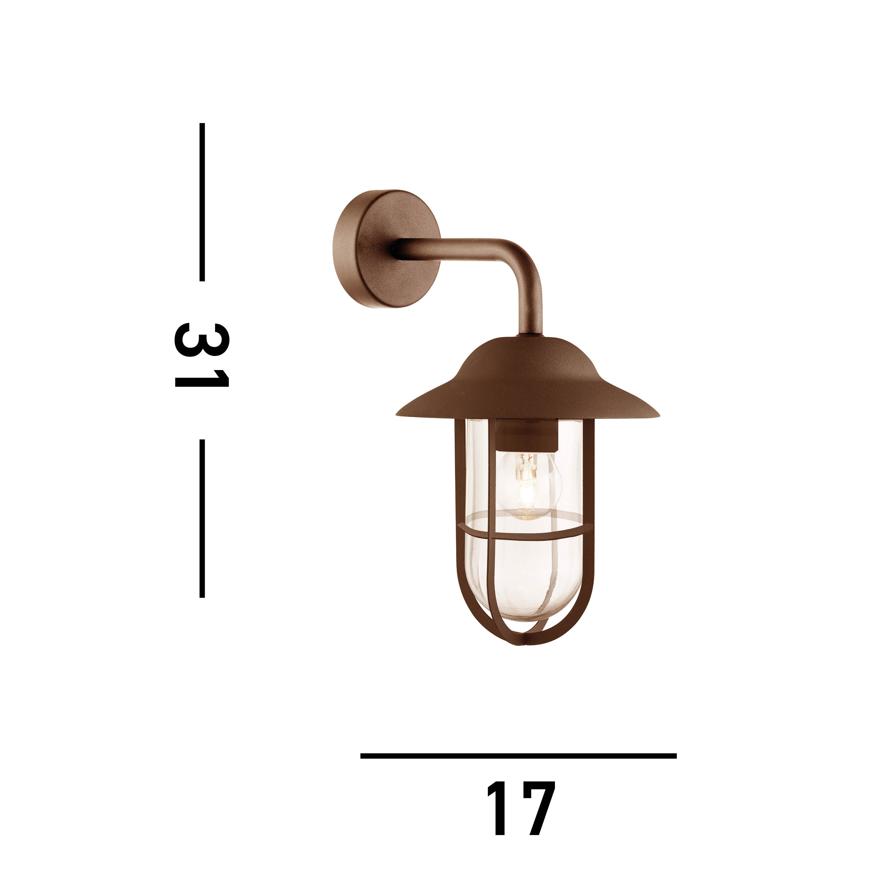 Searchlight Tarlton Outdoor Wall Light - Rustic Brown & Clear Glass