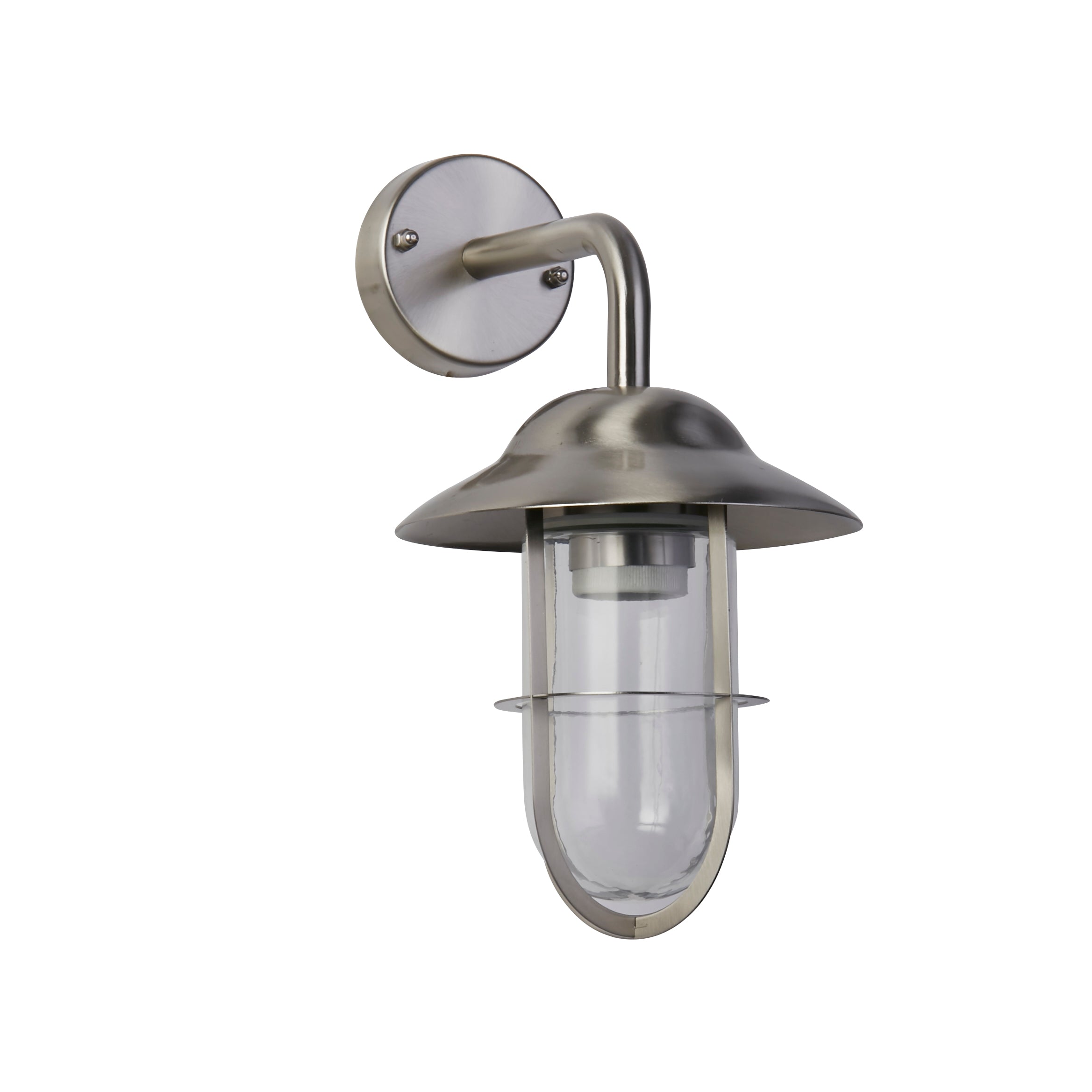 Searchlight Tarlton Outdoor Wall Light - Satin Silver & Clear Glass - IP44