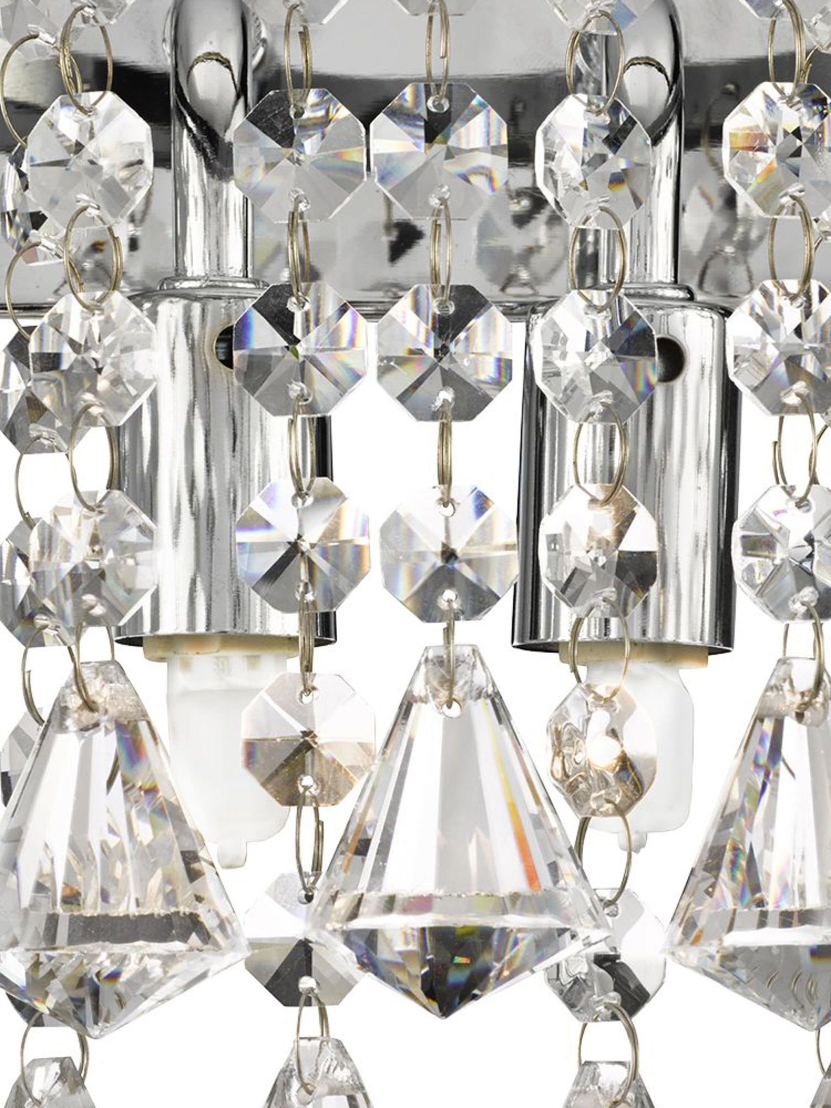 Searchlight Hampstead Chrome 2 Light Round Wall Bracket With Diamond Shape Crystals