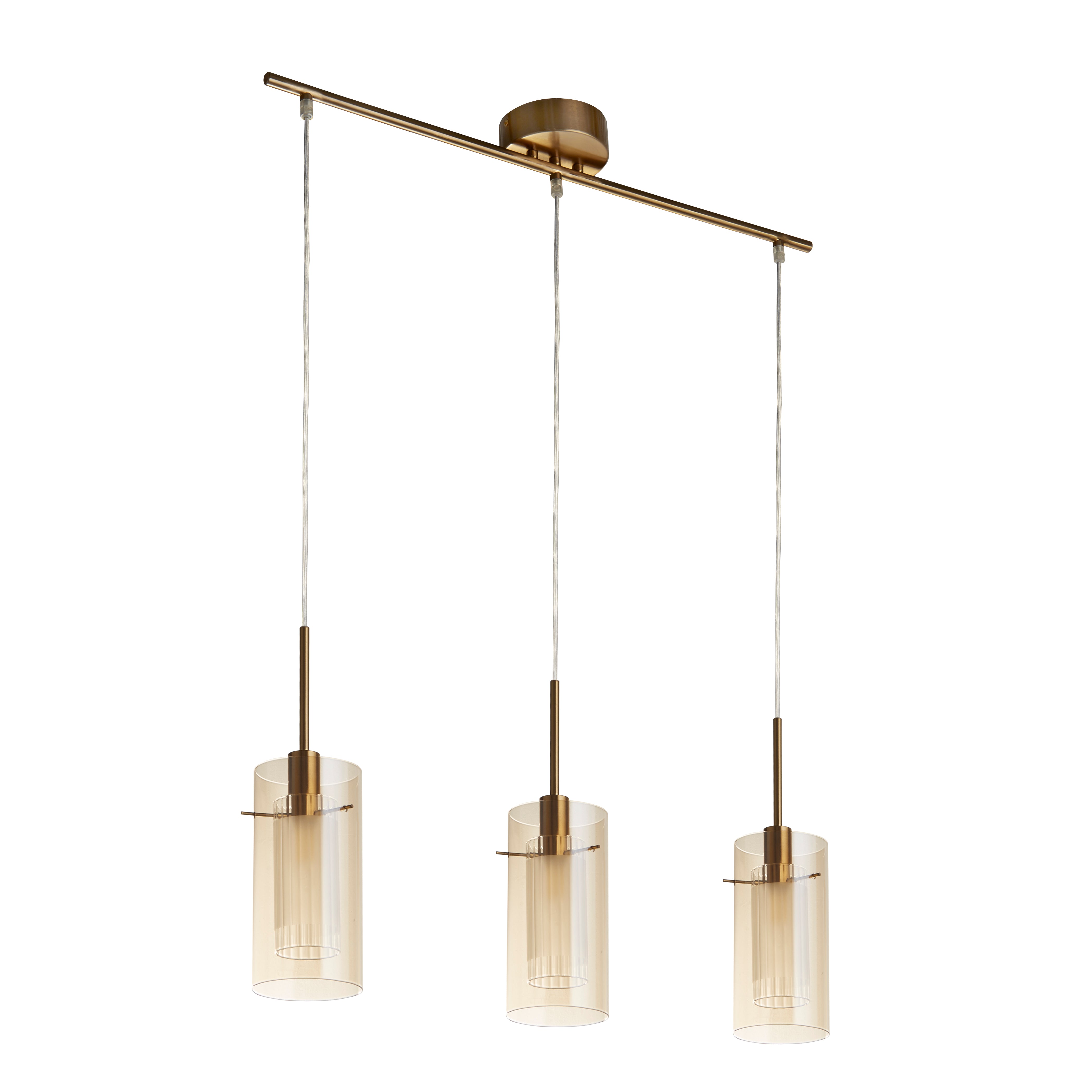 Searchlight Dawson III 3 Light Bar Pendant - Bronze Metal & Champagne Glass