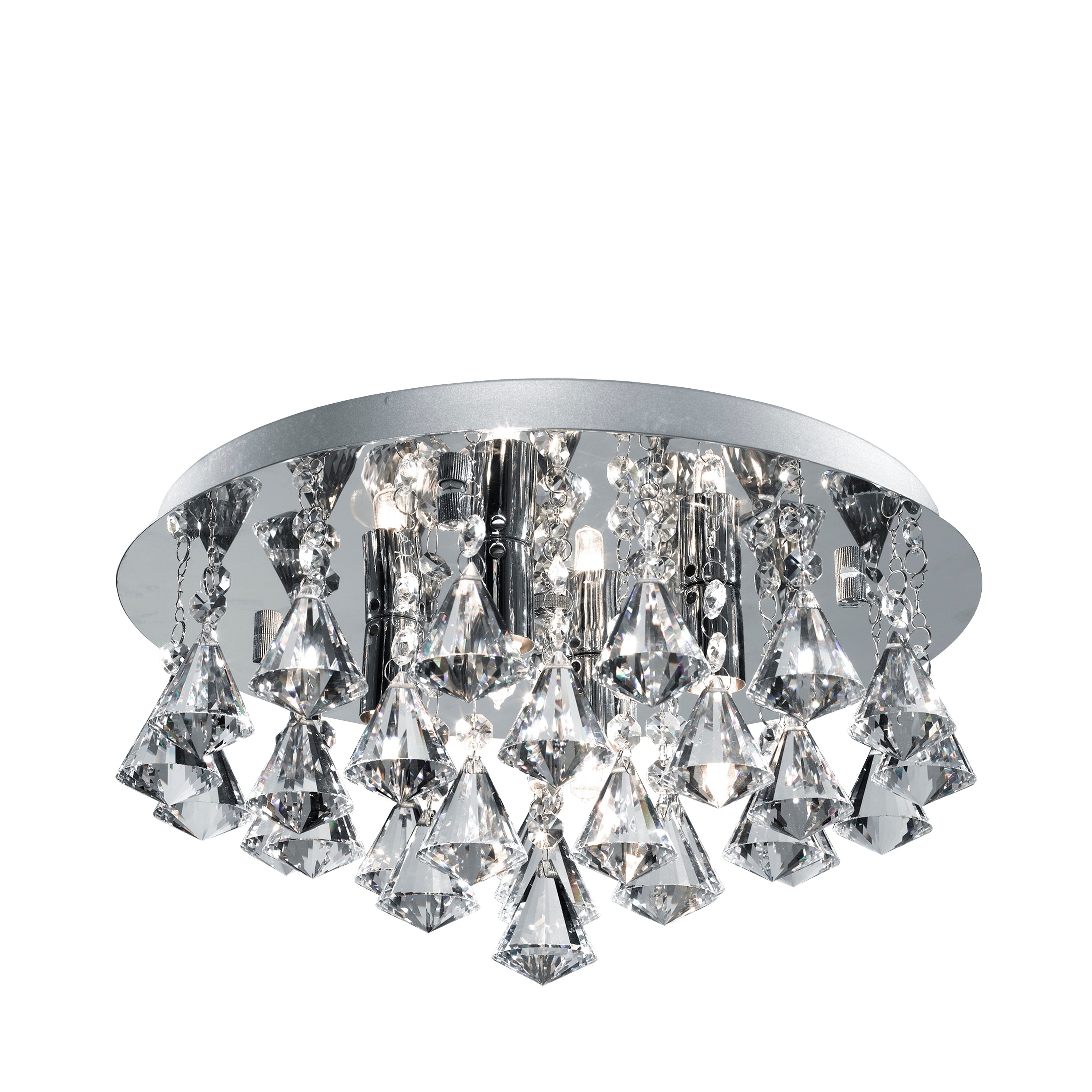 Searchlight Hampstead Chrome 4 Light Semi-Flush Fitting With Diamond Shape Crystals