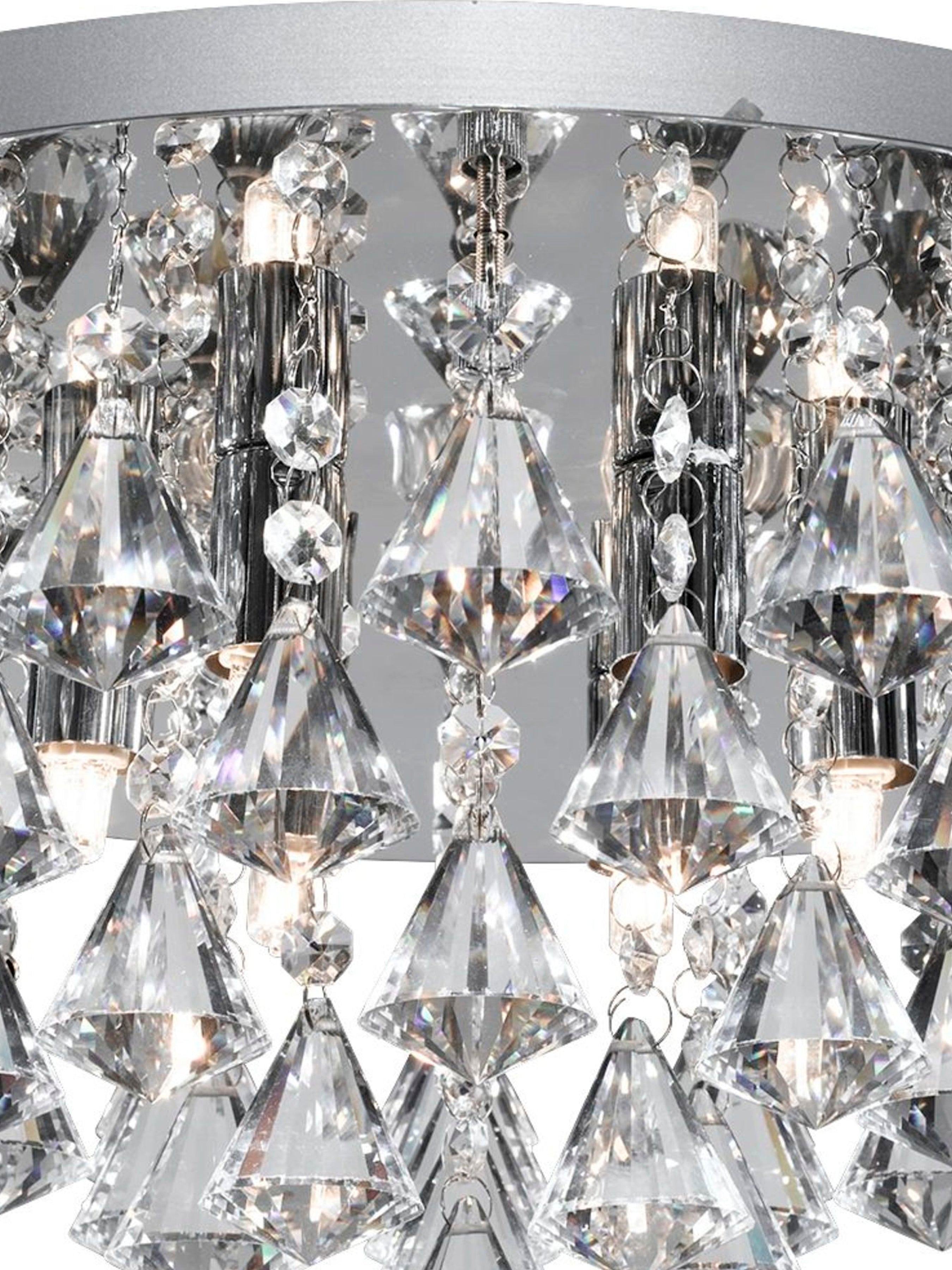 Searchlight Hampstead Chrome 6 Light Semi-Flush Fitting With Diamond Shape Crystals