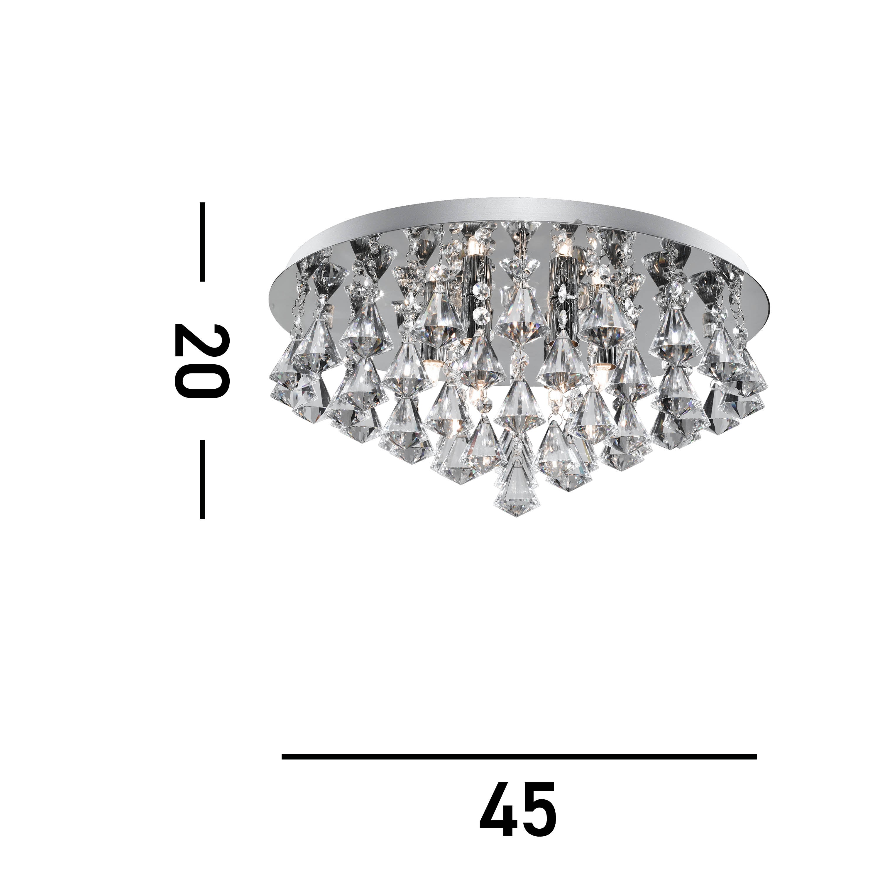 Searchlight Hampstead Chrome 6 Light Semi-Flush Fitting With Diamond Shape Crystals