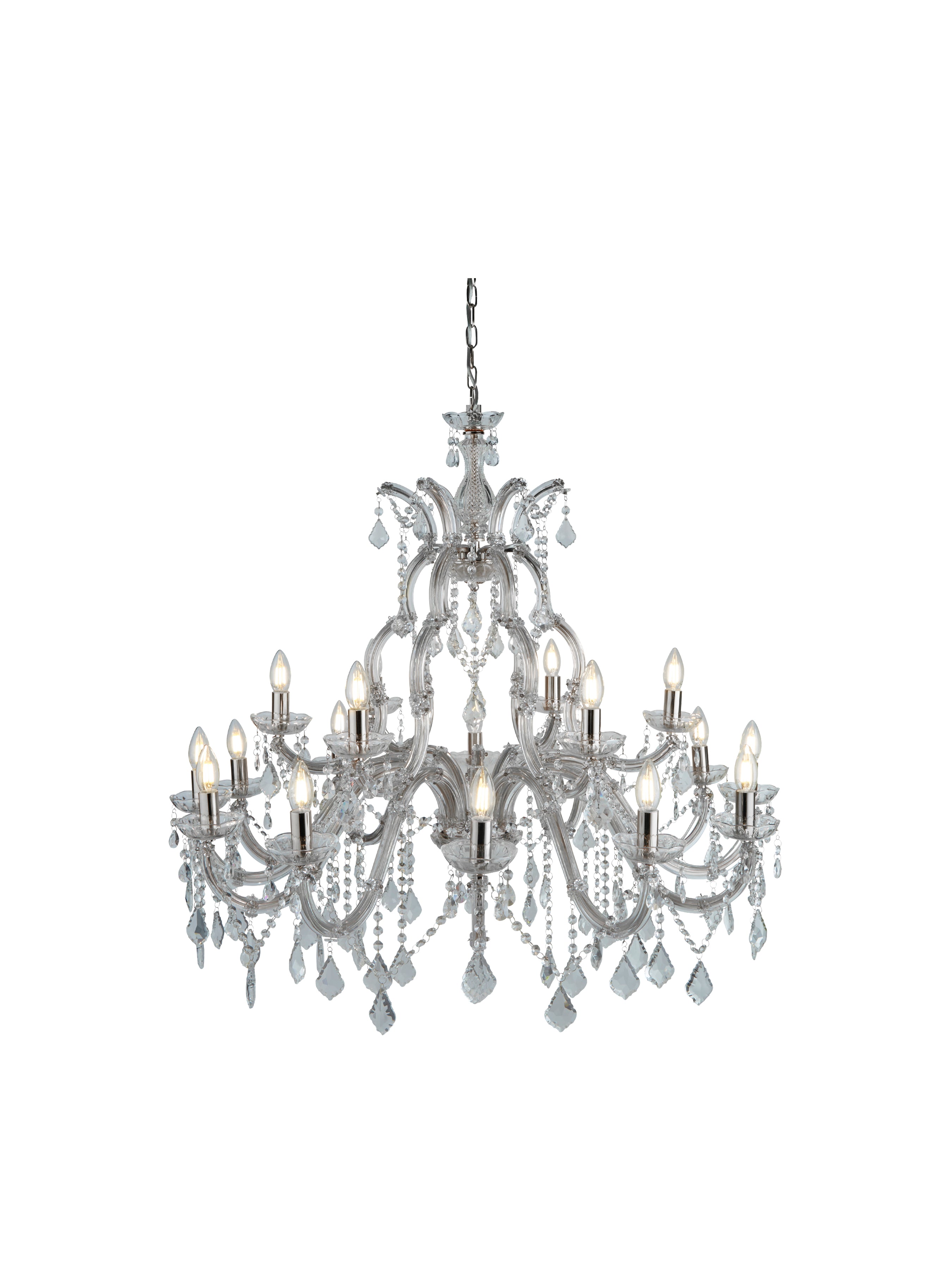 Searchlight Maple 18 Light Chandelier - Chrome & Clear Crystal