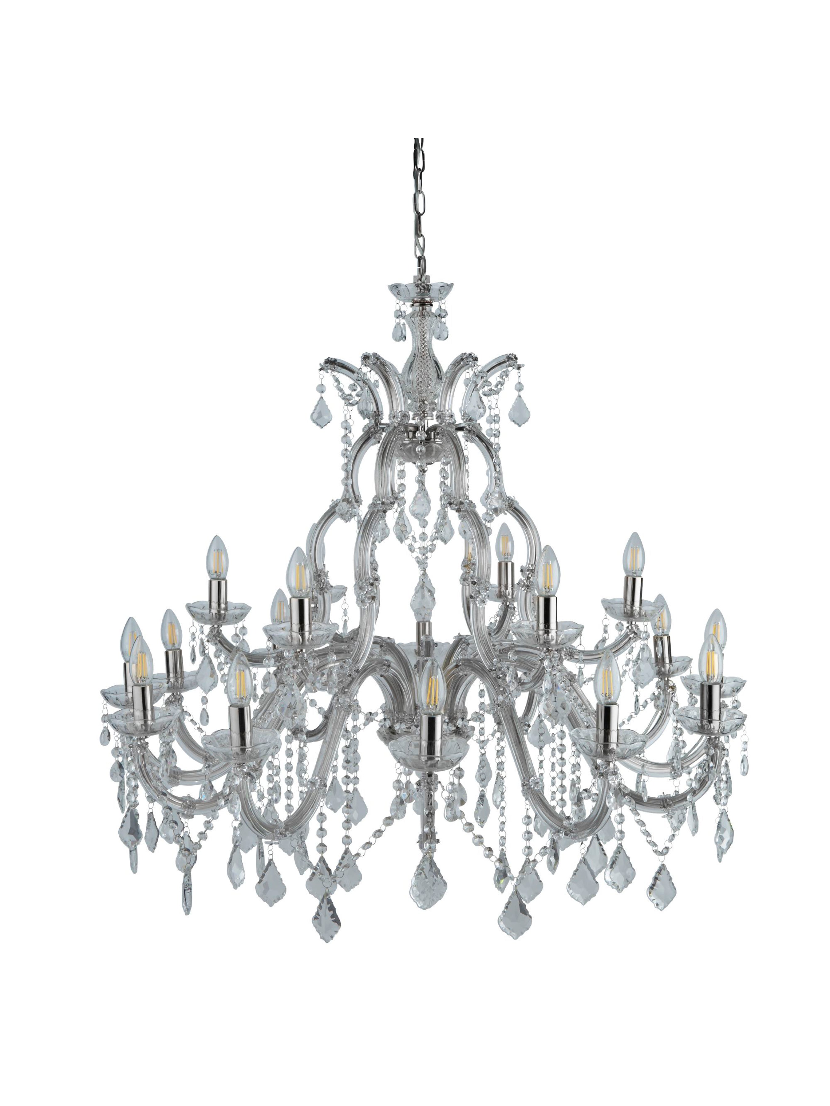 Searchlight Maple 18 Light Chandelier - Chrome & Clear Crystal