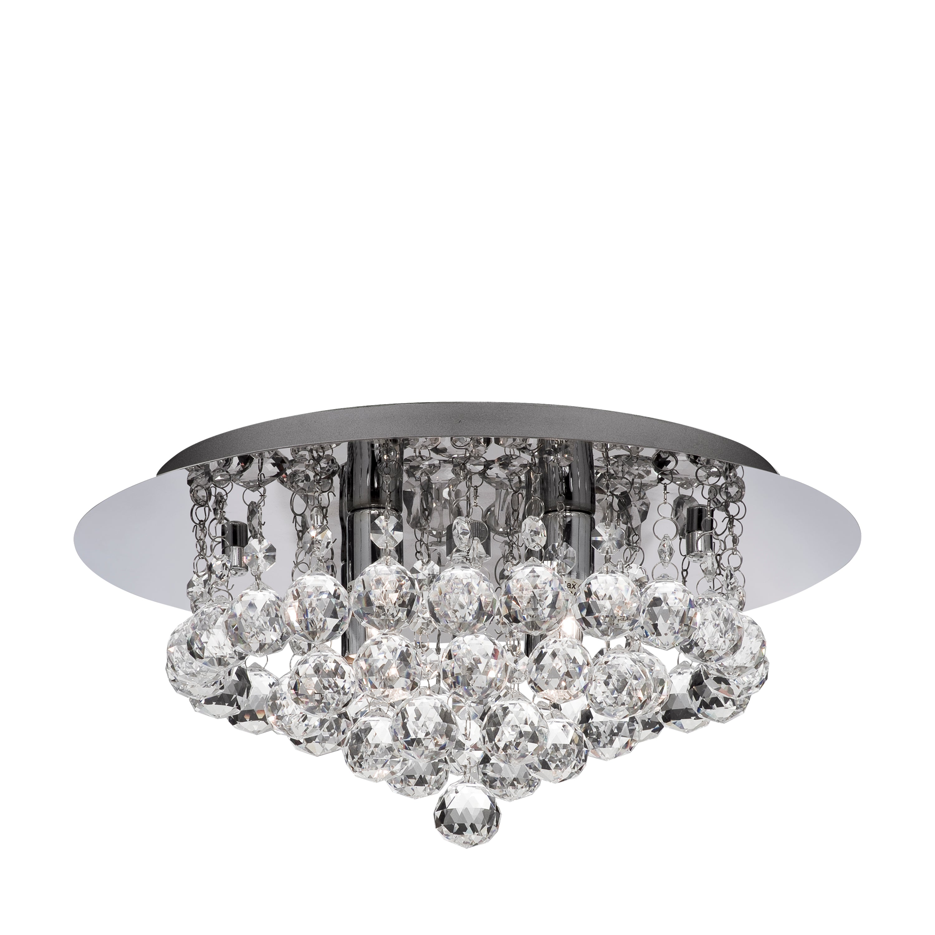 Searchlight Hampstead Chrome 4 Light Semi-Flush Fitting With Clear Crystal Balls Fitting